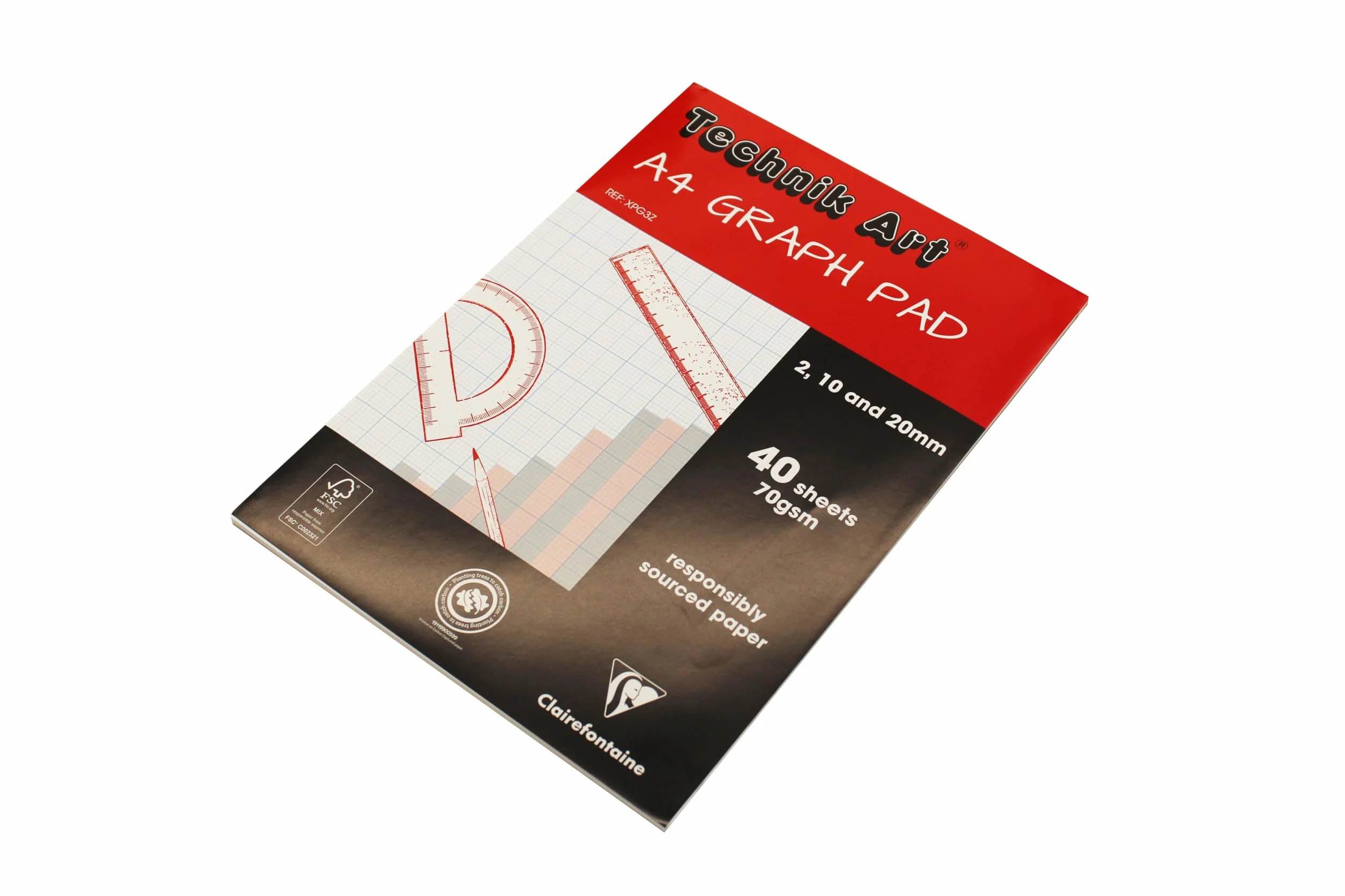 Technik Art, formato A4, 10 x 20 mm-Blocco carta millimetrata, confezione da 2 pezzi