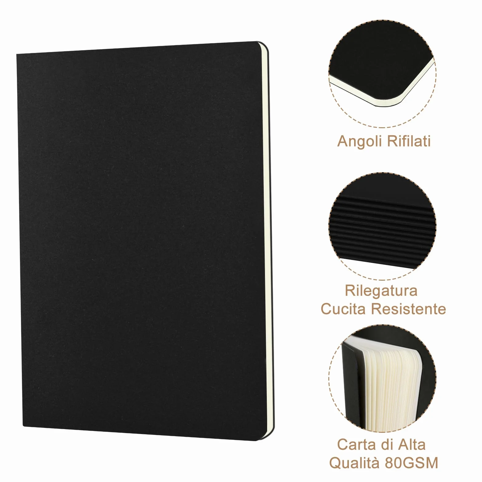 Quaderno Appunti A5 48 Pezzi 30 Fogli 60 Pagine Nero