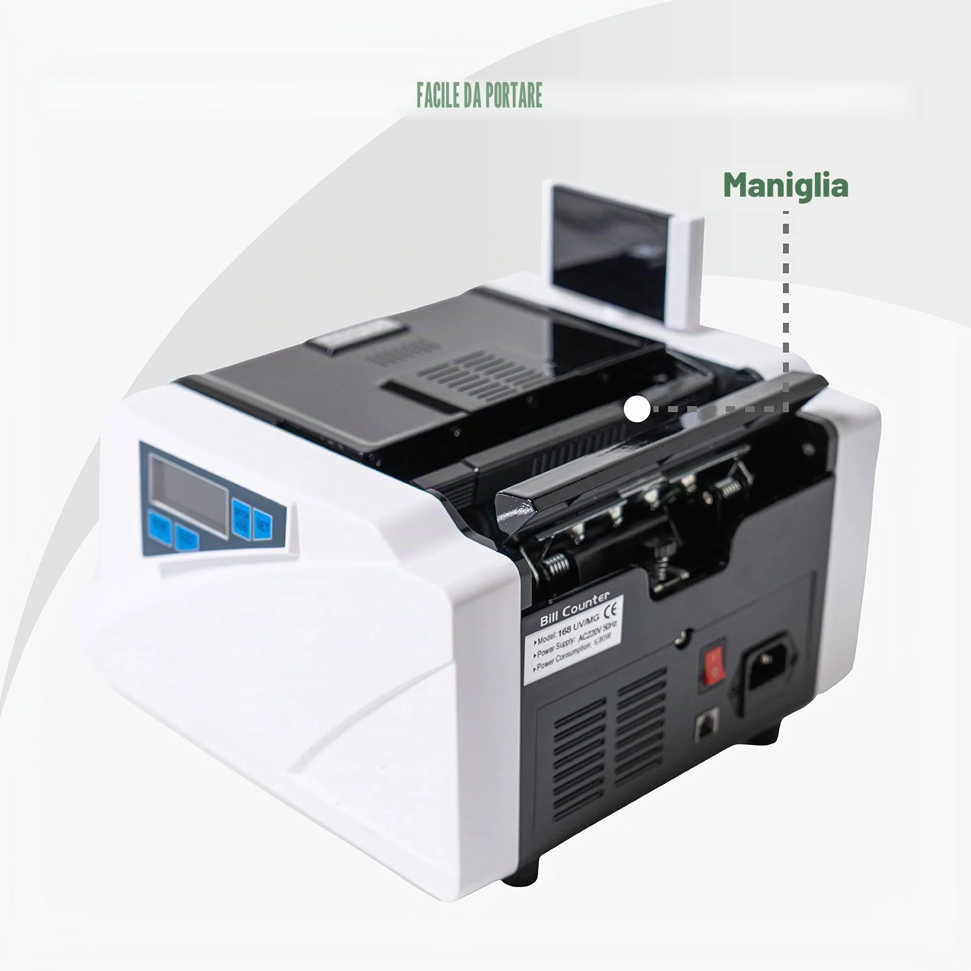 Conta Banconote | Macchina Conta Soldi Professionale | Rilevatore Banconote False 4-Fold | 1000 Banconote/min | Verifica Banconote e Controllo Soldi Falsi | Incl. Pennarello Banconote
