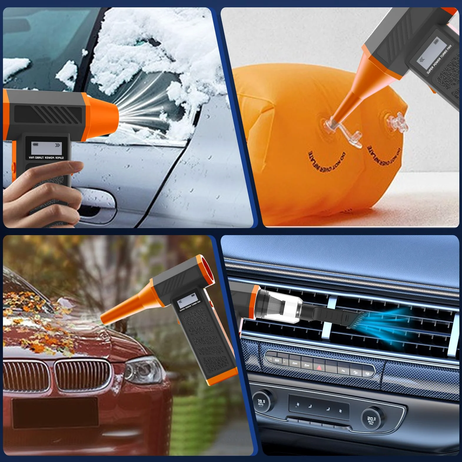 Soffiatore Aria Compressa, Aria Compressa Elettrico Air Duster | Aspirapolvere 130000RPM 2 in 1 , Elettrico Rimuovi Polvere Aria Compressa con 4 Velocità, Luce LED, per computer, casa e auto