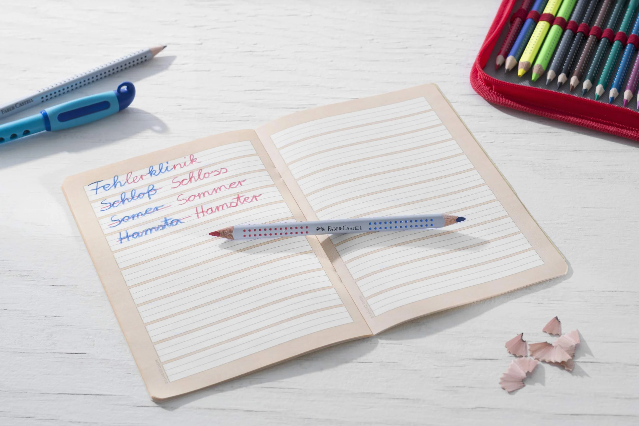 FABER-CASTELL Jumbo Grip bicolore matita per separare le sillabe, 2 matite, rosso e blu