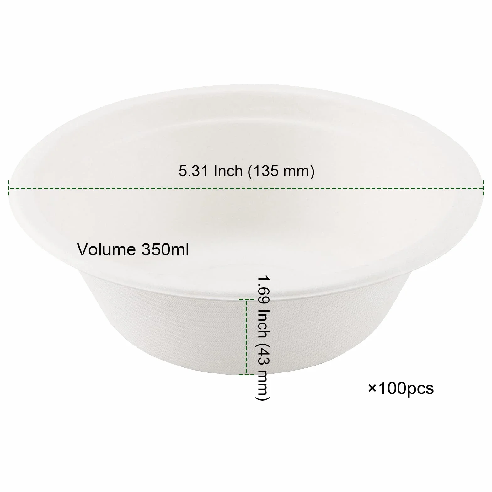 PINGEUI 100 ciotole usa e getta da 350 ml in cartone bianco per feste barbecue picnic