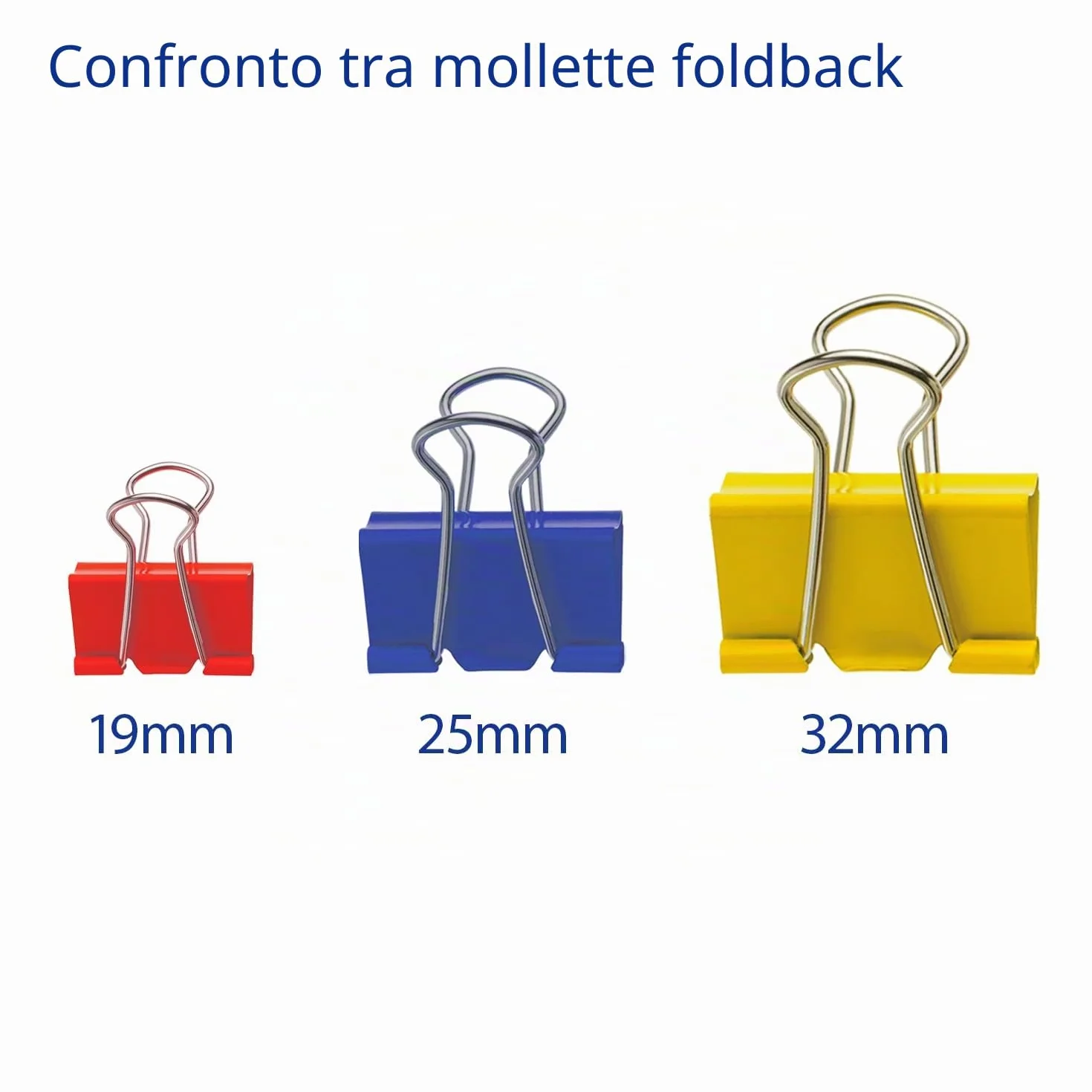 Westcott Clip in metallo 19/25/32 mm rosso verde giallo blu