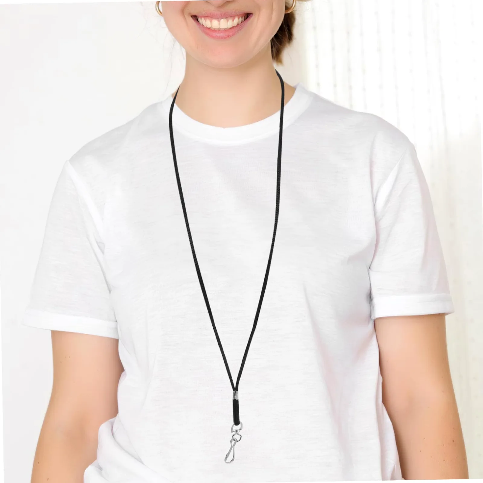 Cordino in Poliestere 100 Pezzi Nero Porta Badge Identificativo | Clip a Sgancio Rapido, Fibbia Removibile, per Badge e Tessere in Contesti Professionali