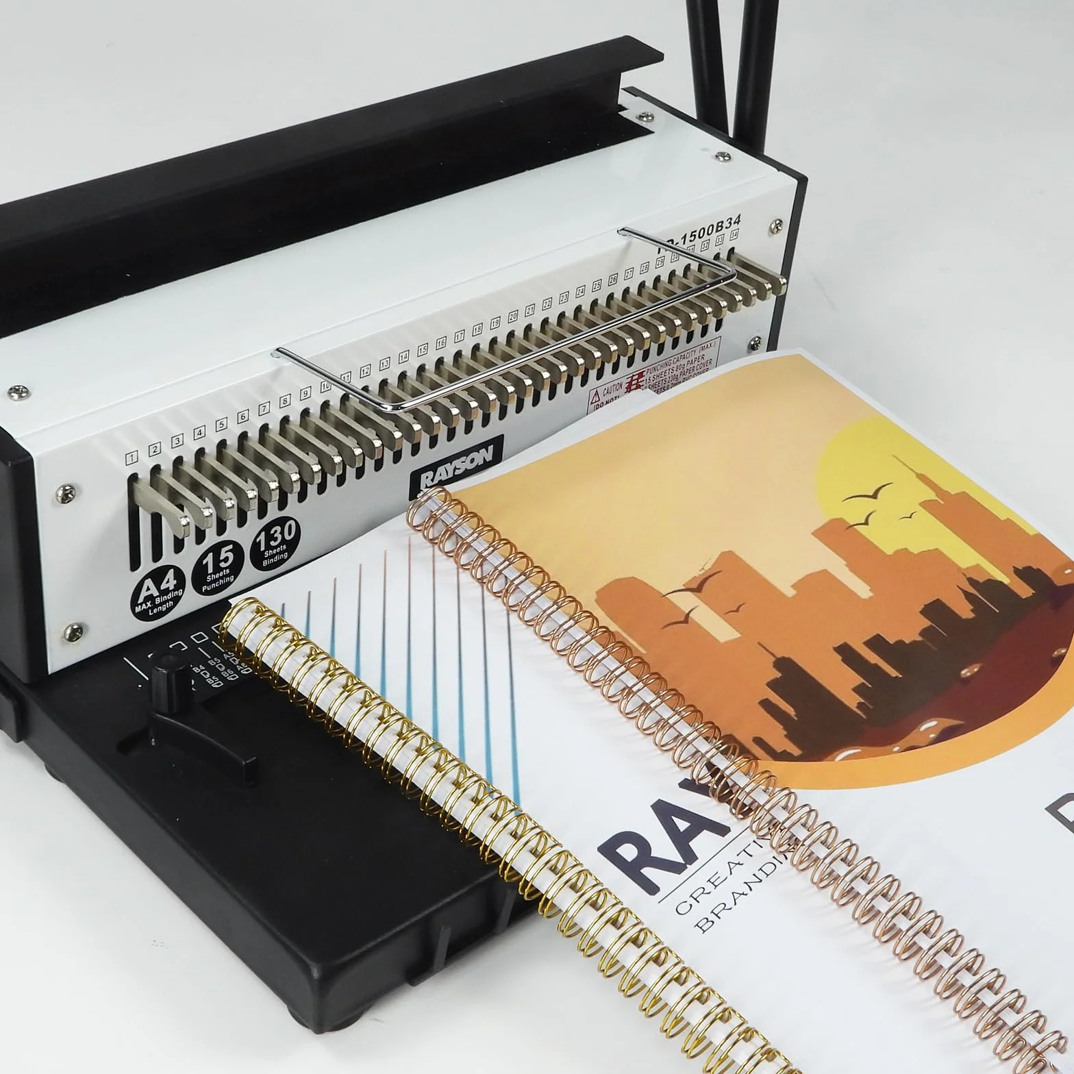 RAYSON Dorsi per rilegatura a spirale, 34 anelli, colori misti, 80 fogli, passo 3:1, 12,7 mm, A4, Confezione 100 pezzi