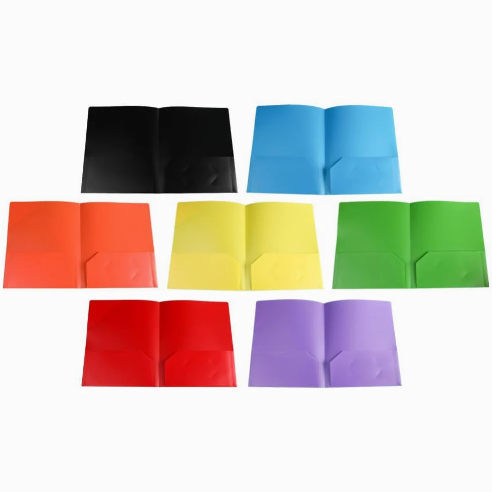 7pezzi Cartelline Plastica Con Doppie Tasche Organizer Per Documenti Per Ufficio e Scuola Diverse Colorazioni Arancione Per Gestire File e Presentazioni
