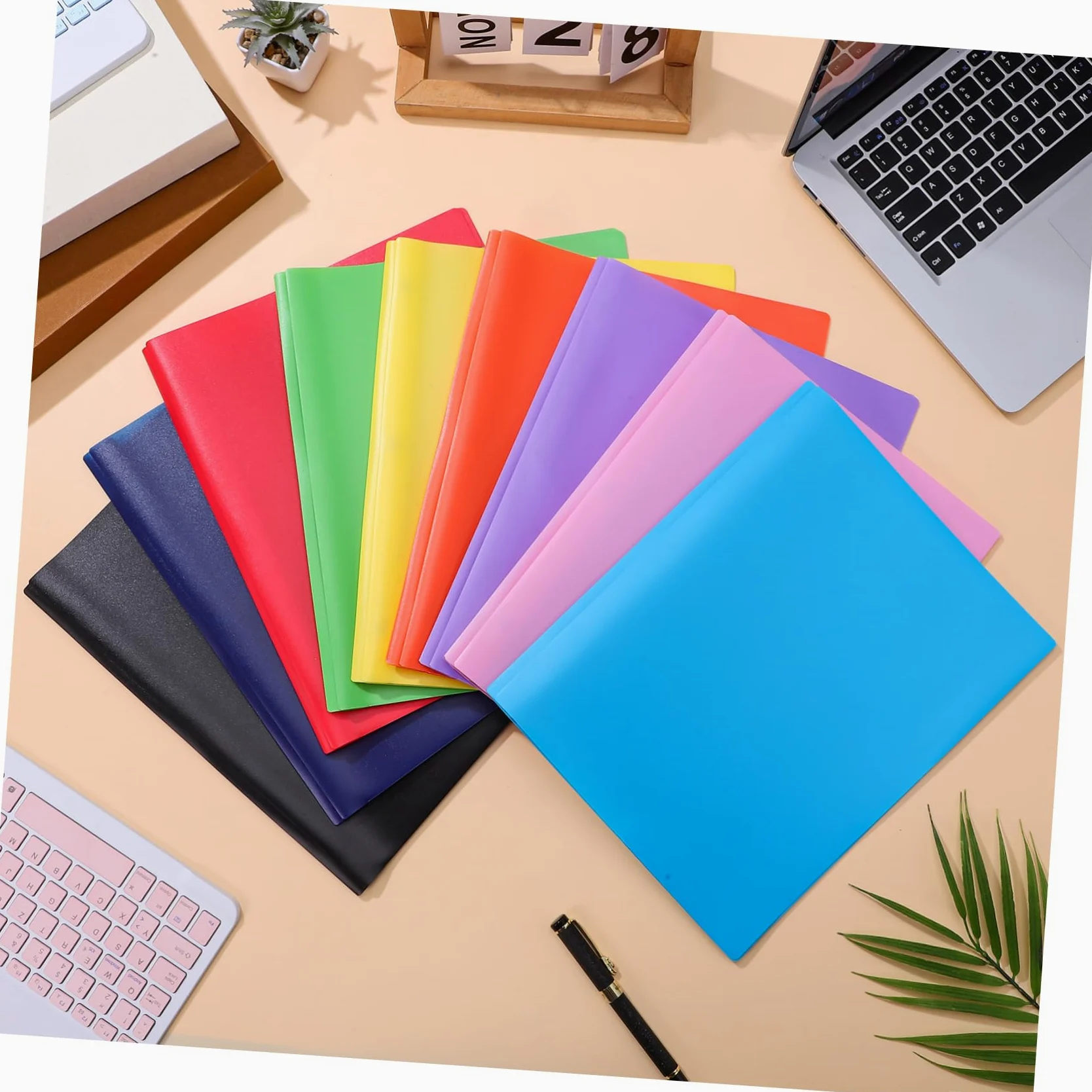 9pezzi Cartelline Portadocumenti Colorate Con Doppio Tasca Plastica Resistente Per Ufficio e Scuola Organizer Di Documenti Pratico e Compatto