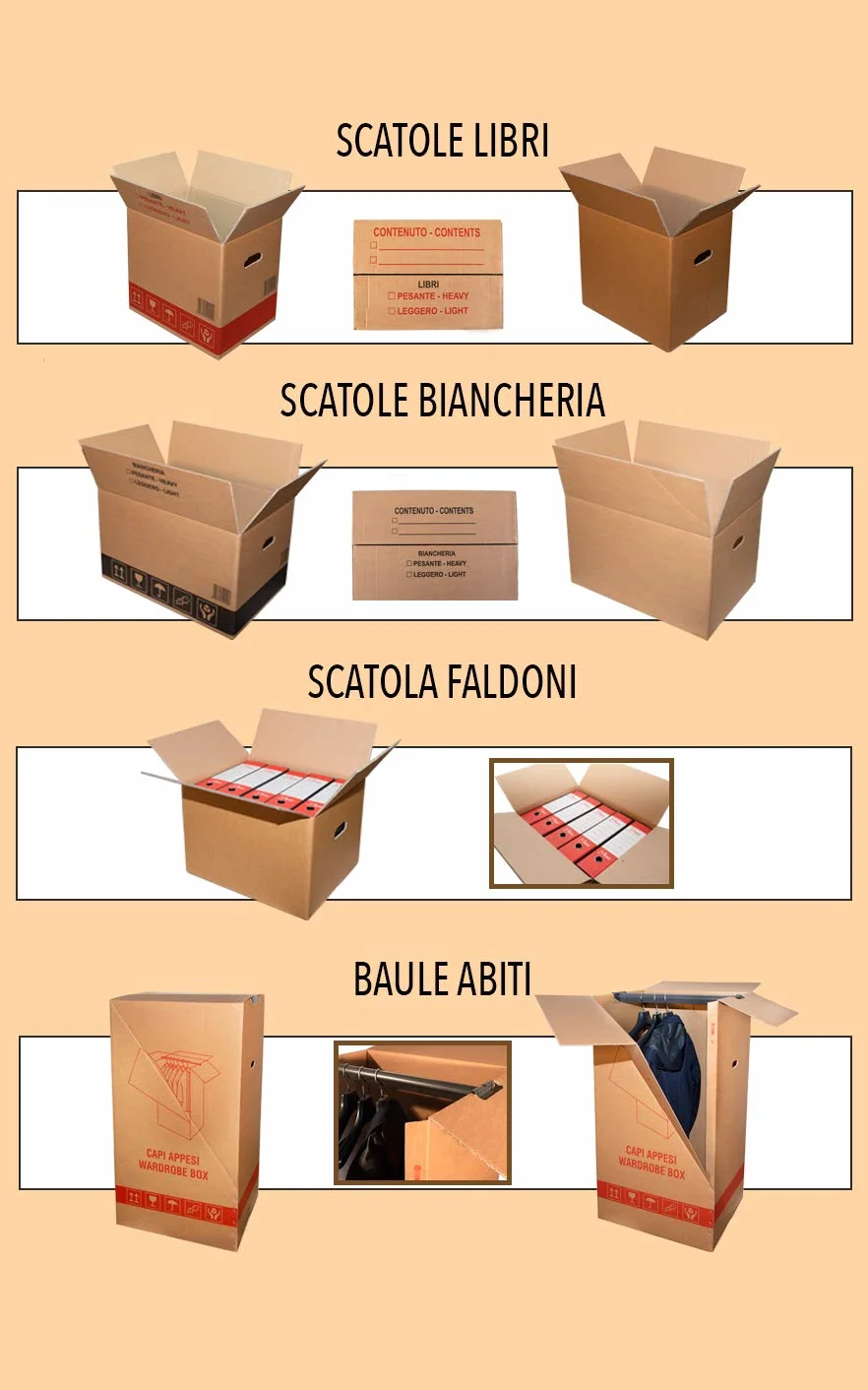 Kit scatole trasloco – 10 scatole cartone doppia onda cm 60×40×35 con pennarello, etichette adesive e nastro fragile