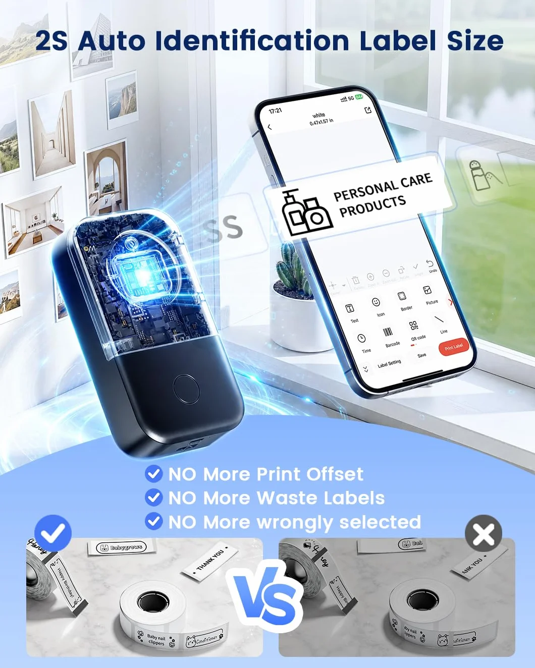 Phomemo D30D Etichettatrice Kit 8 Rotoli Etichette 14 mm×30 mm Colore Laser | Termica Bluetooth con Schermo LED, Stampante Autoadesiva Personalizzabile per Ritorno a Scuola, Casa e Ufficio
