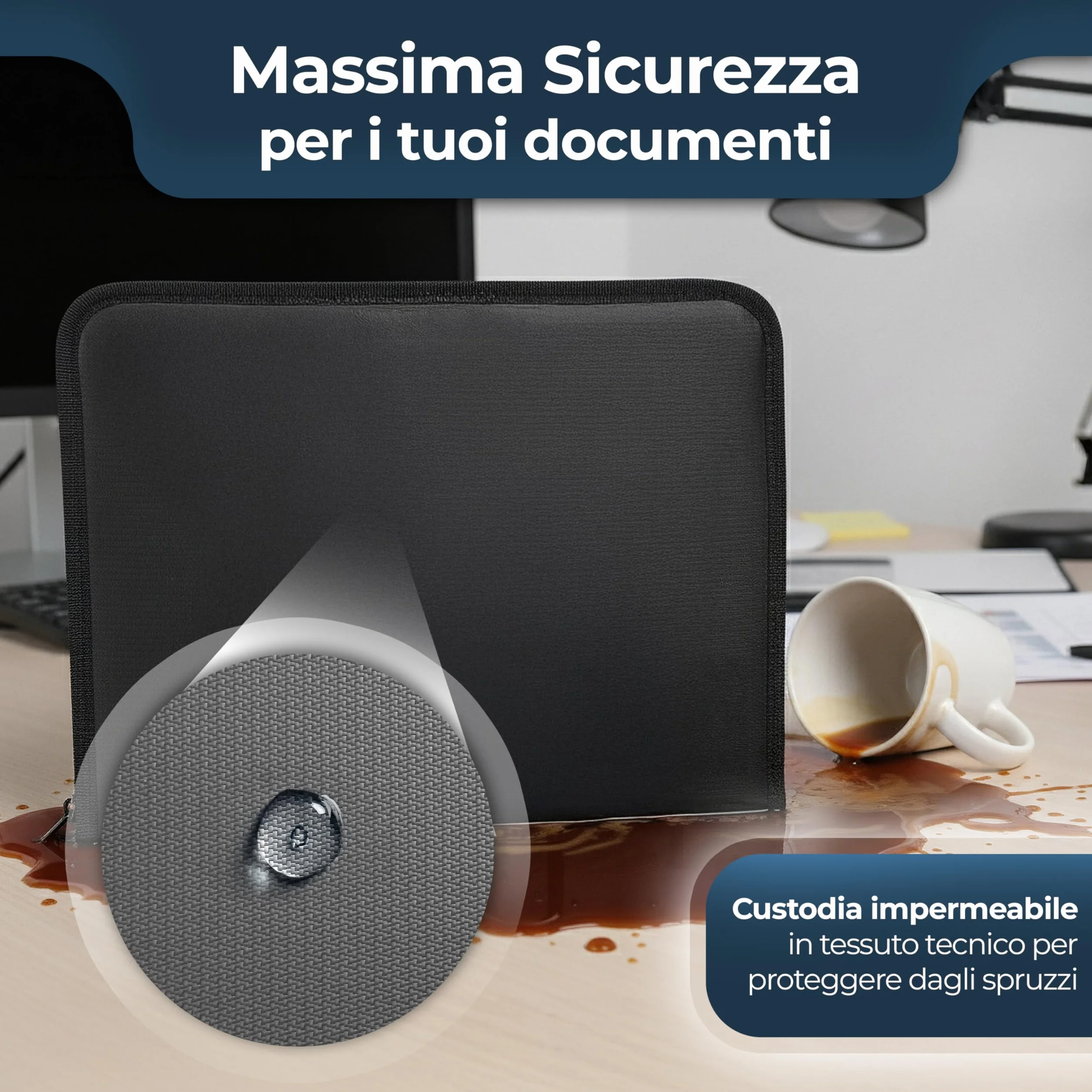 Cartella Portadocumenti in Eco Pelle Nera Porta Documenti A4 12 Slot Carte Organizer Ufficio Viaggio 36x26x5 cm