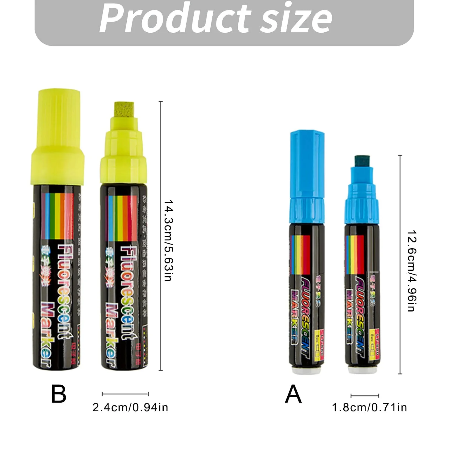 Set 8 pennarelli fluorescenti cancellabili a gesso solubile in acqua per scrivere disegni lavagna in vetro, set pennarelli cancellabili a LED in acrilico