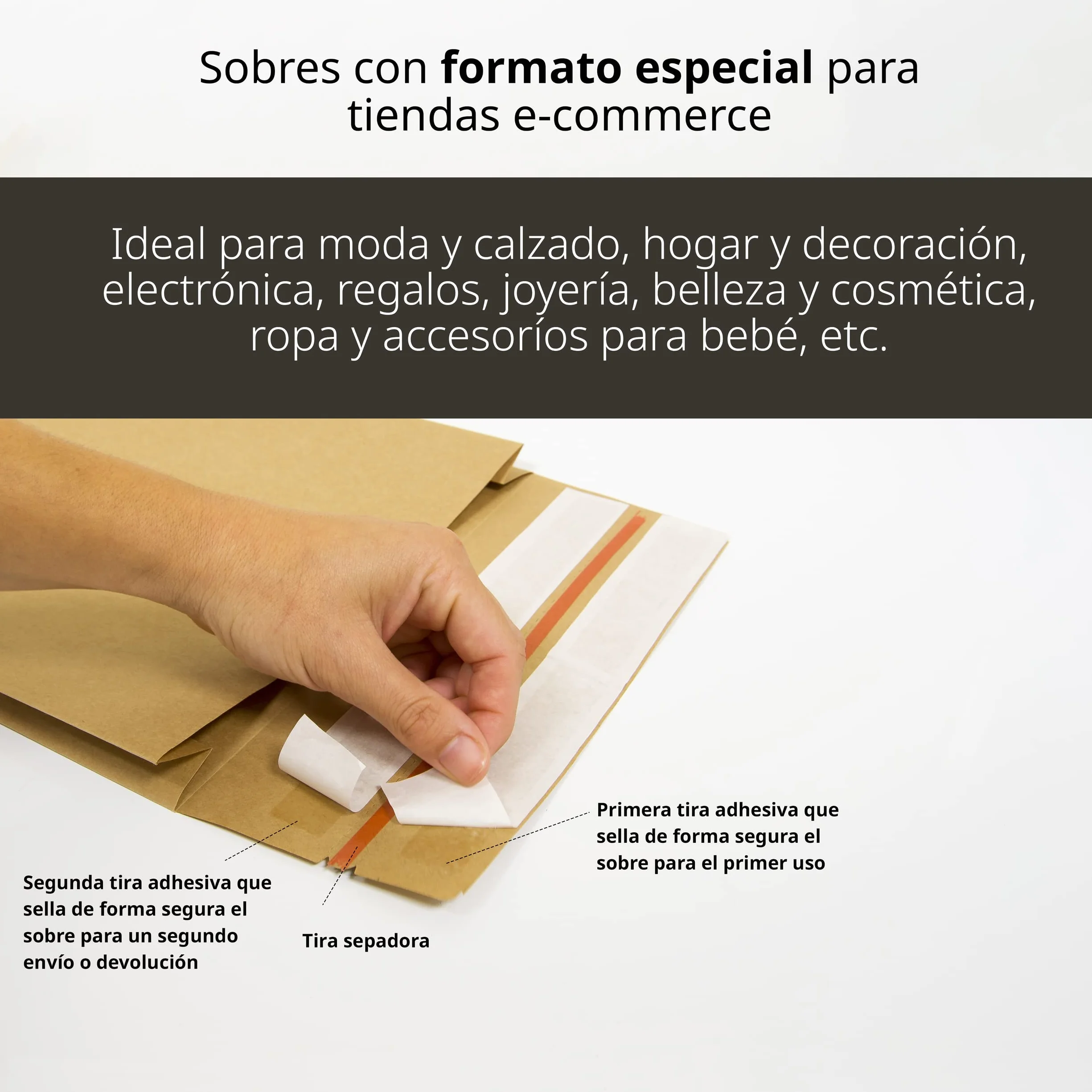 Buste in carta kraft con doppia striscia in silicone da 3 tasselli per spedizione e imballaggio. Sacchetti di carta per inviare vestiti, accessori, decorazioni o regali - Ofituria