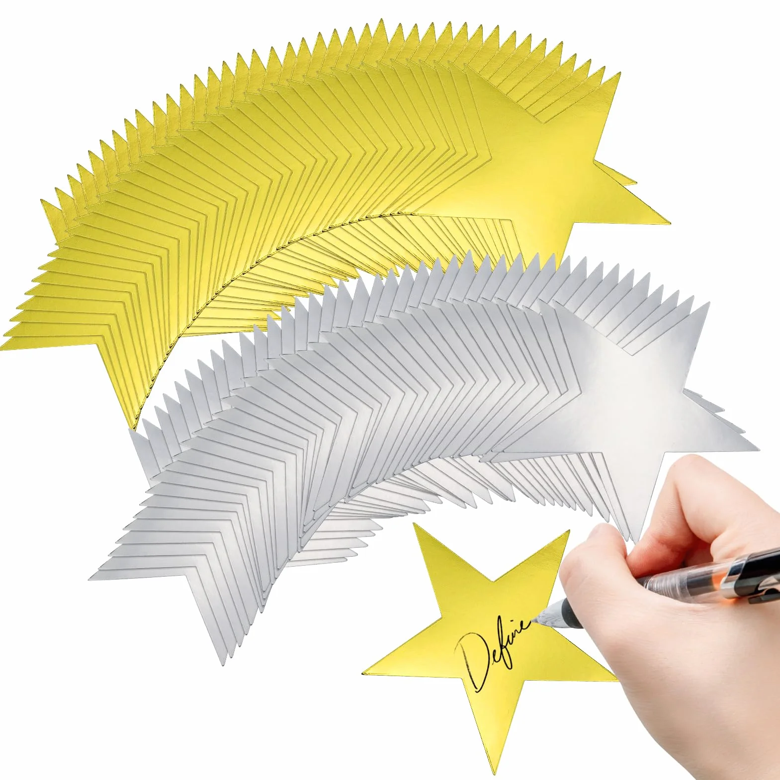 Stelle decorative da appendere 80 pezzi 15 cm oro argento carta con brillantini