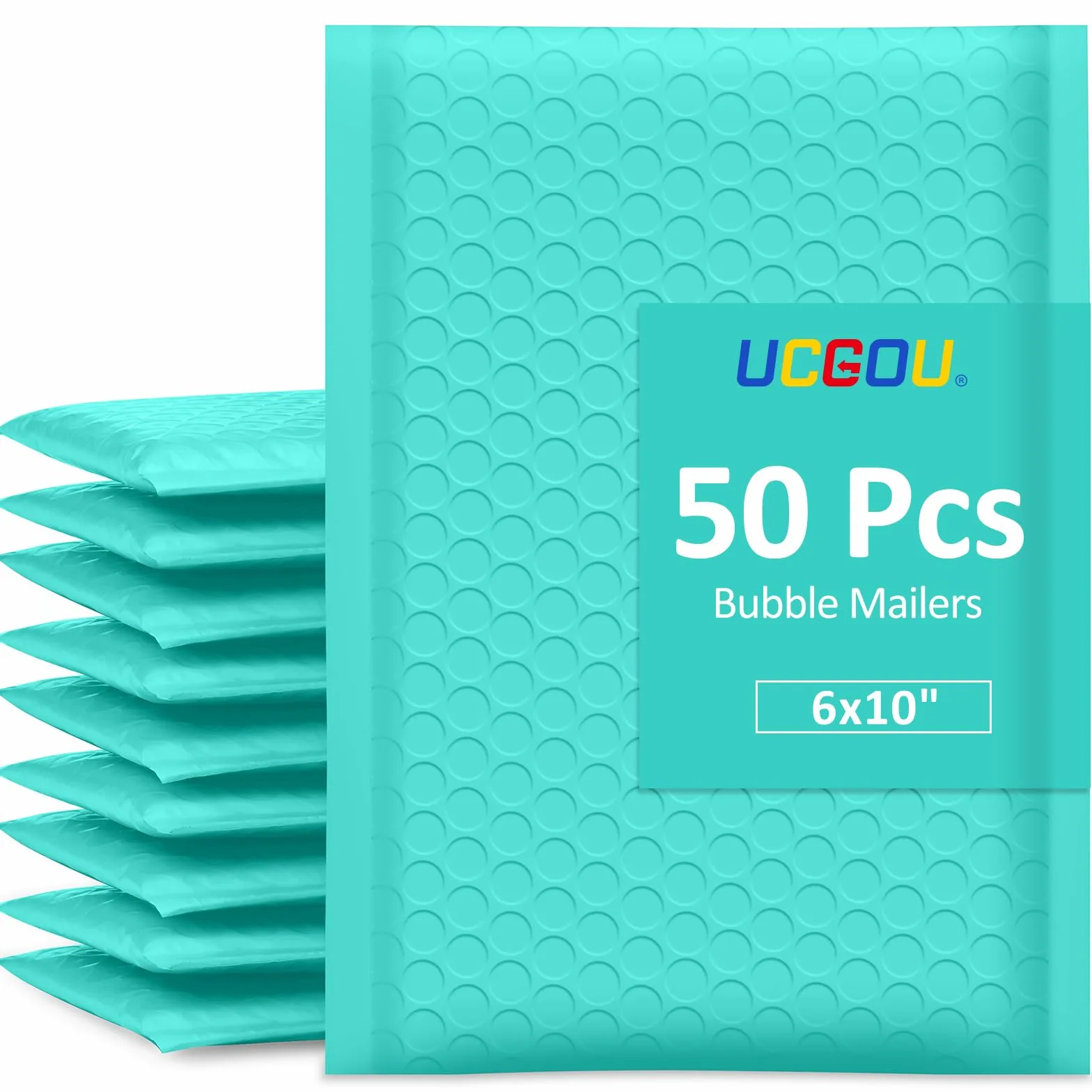 Ucgou 6 x 10 blu Poly Bubble Mailers # 0 buste imbottite autoadesive, borse impermeabili e resistenti per spedizione, confezione da 50