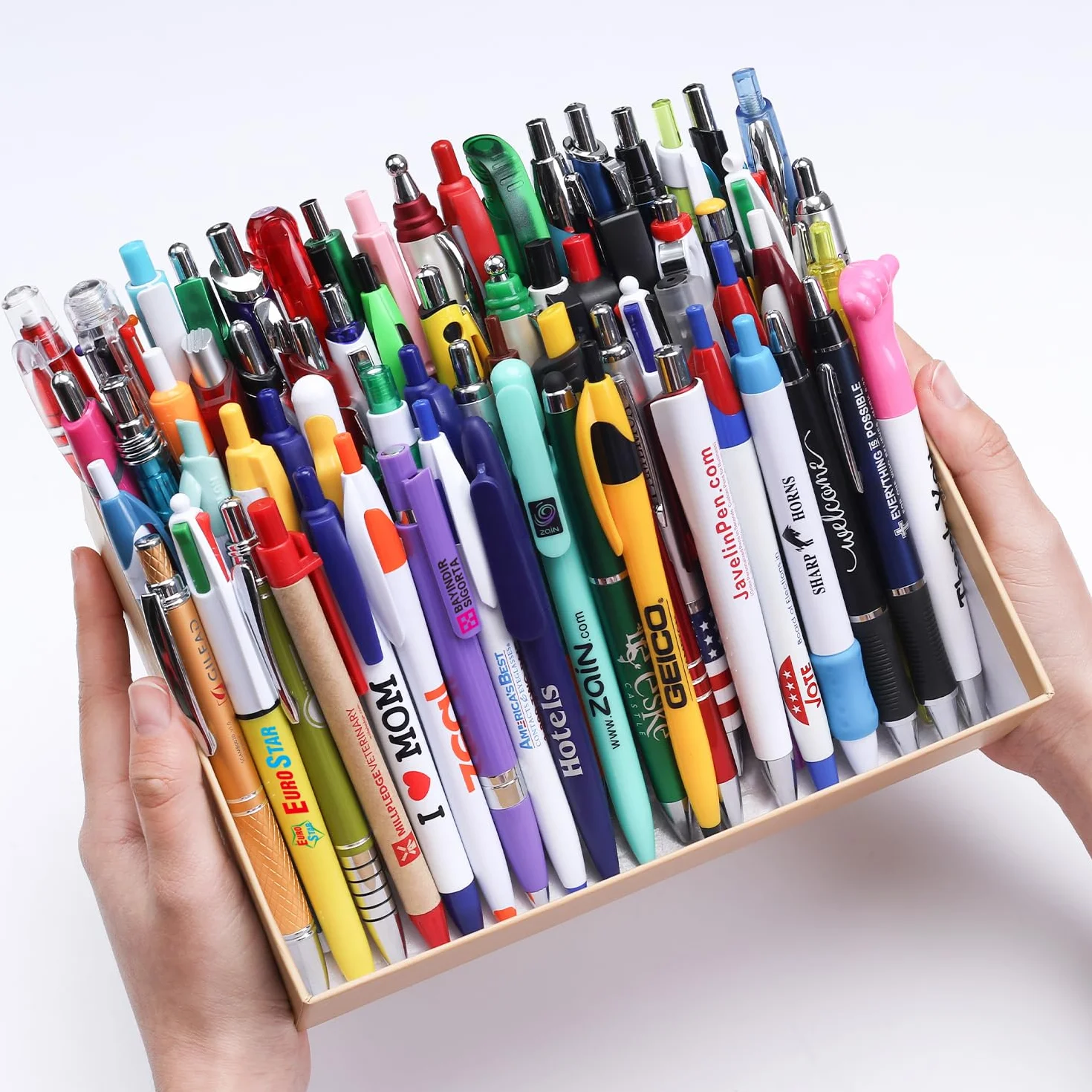 Lotto all’ingrosso di 100 penne con errori di stampa, penne a sfera assortite per scrittura fluida, blu nere, casuali per ufficio, scuola