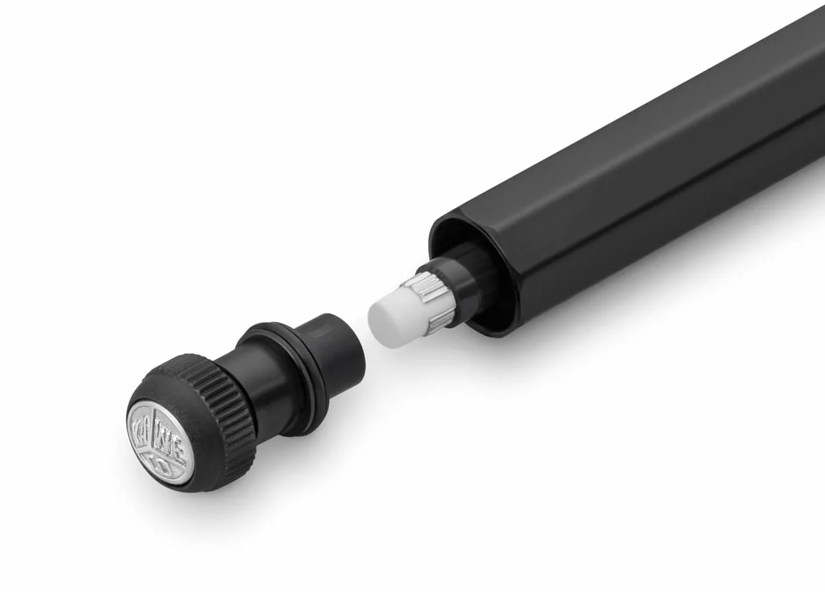 Kaweco SPECIAL S Portamine 0,7 I in alluminio di alta qualit? con otto spigoli ottogonali, portamine da 10,5 cm, penna a pressione ricaricabile, nero con gomma