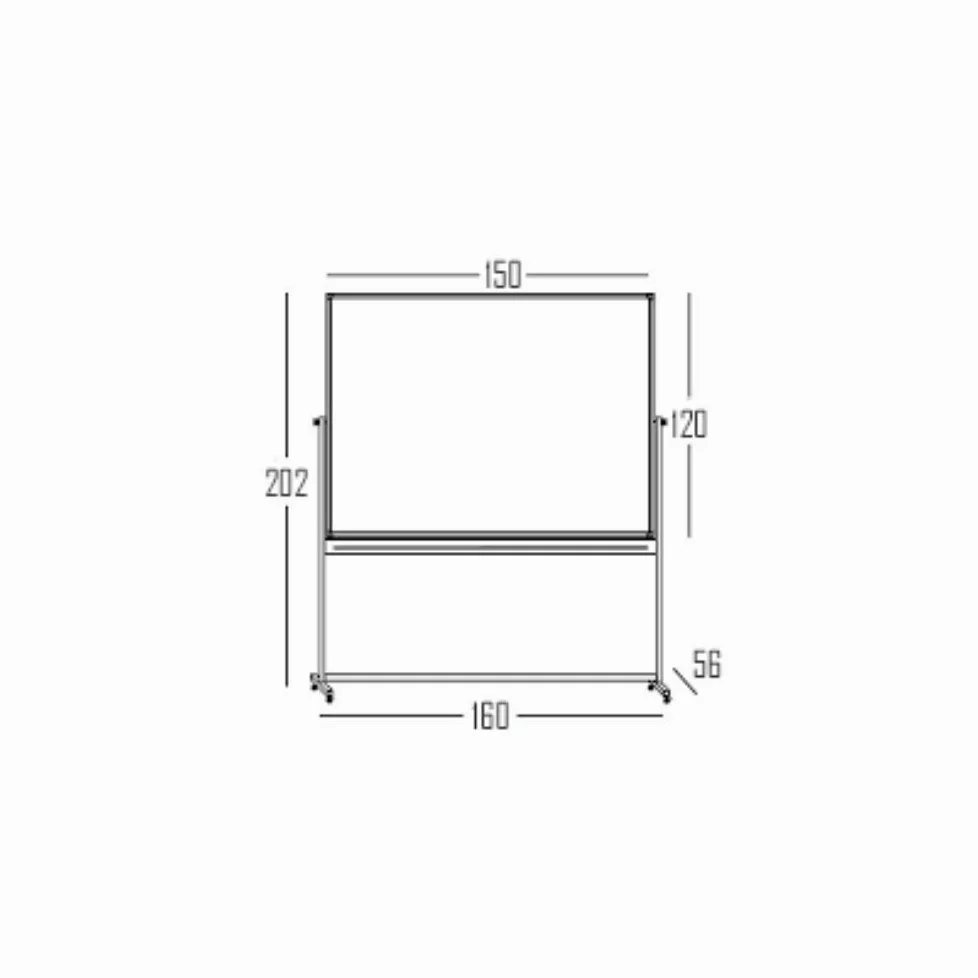 Lavagna bianca magnetica –Doppia superficie- Supporto su ruote (120x150 cm)