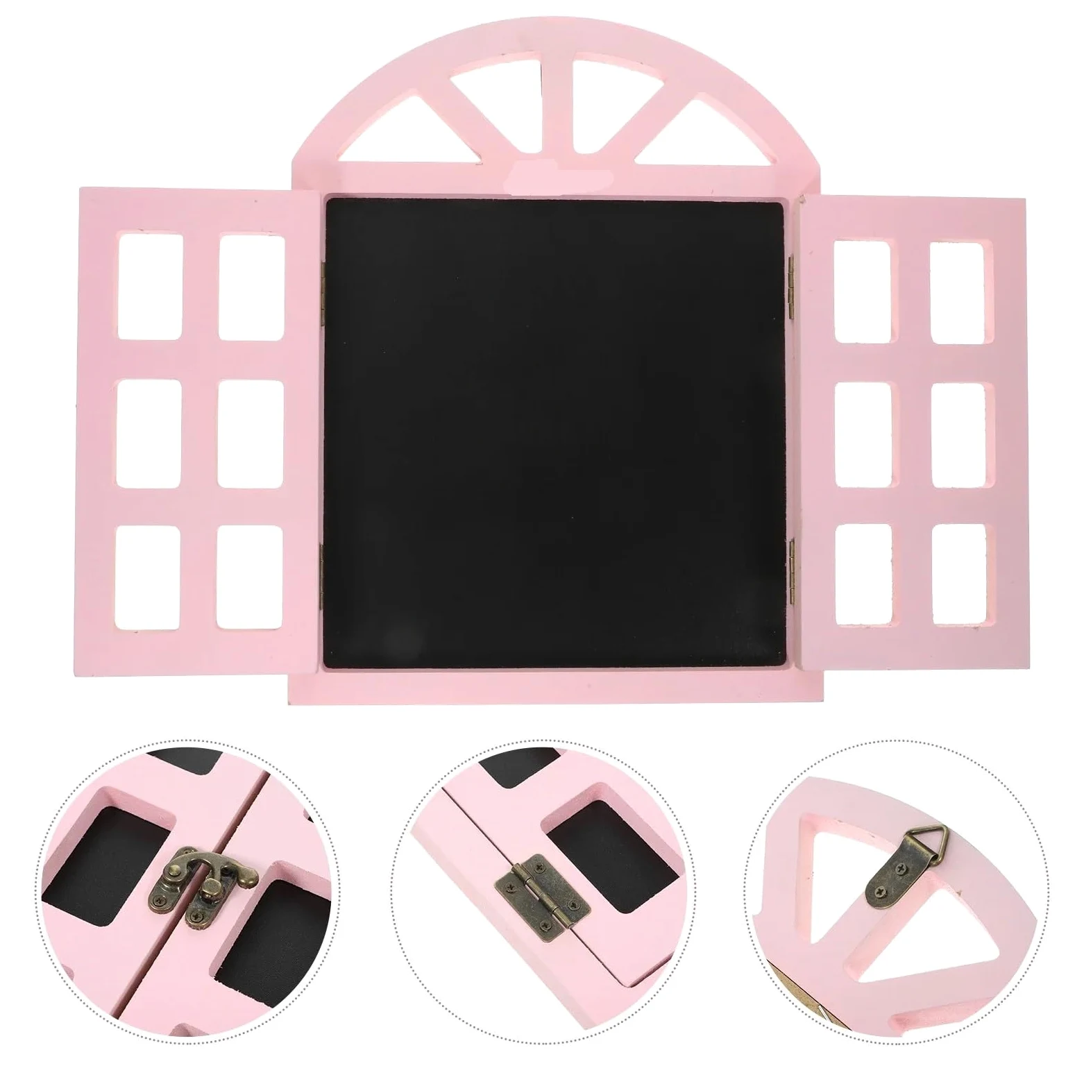 Decora la Lavagna appesa, Cartello a Forma di Finestra, Cartello cancellabile, promemoria in Legno, Piccola Lavagna, casa, Bar, Pub(Pink)