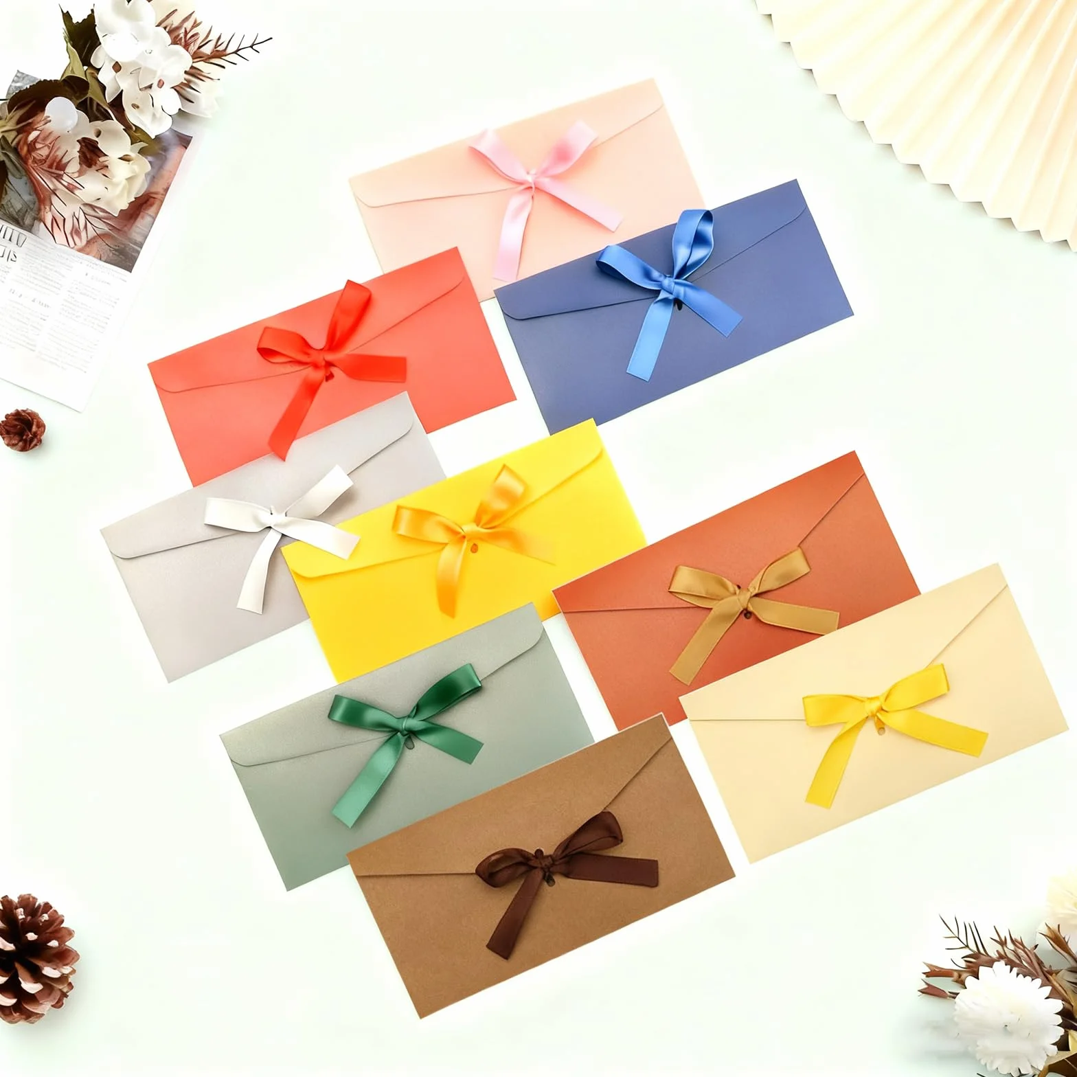 Buste in carta kraft colorate stile retrò 9 colori con nastri per lettere regalo Natale