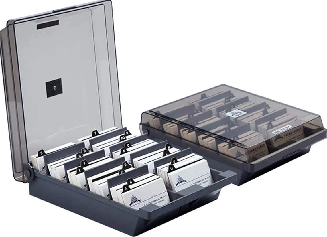 Organizzatore Porta Biglietti da Visita,Scatola Porta Biglietti da Visita con Coperchio Trasparente (1000 carte classificazione A-Z indice),Espositore Biglietti da Visita per Casa e Ufficio