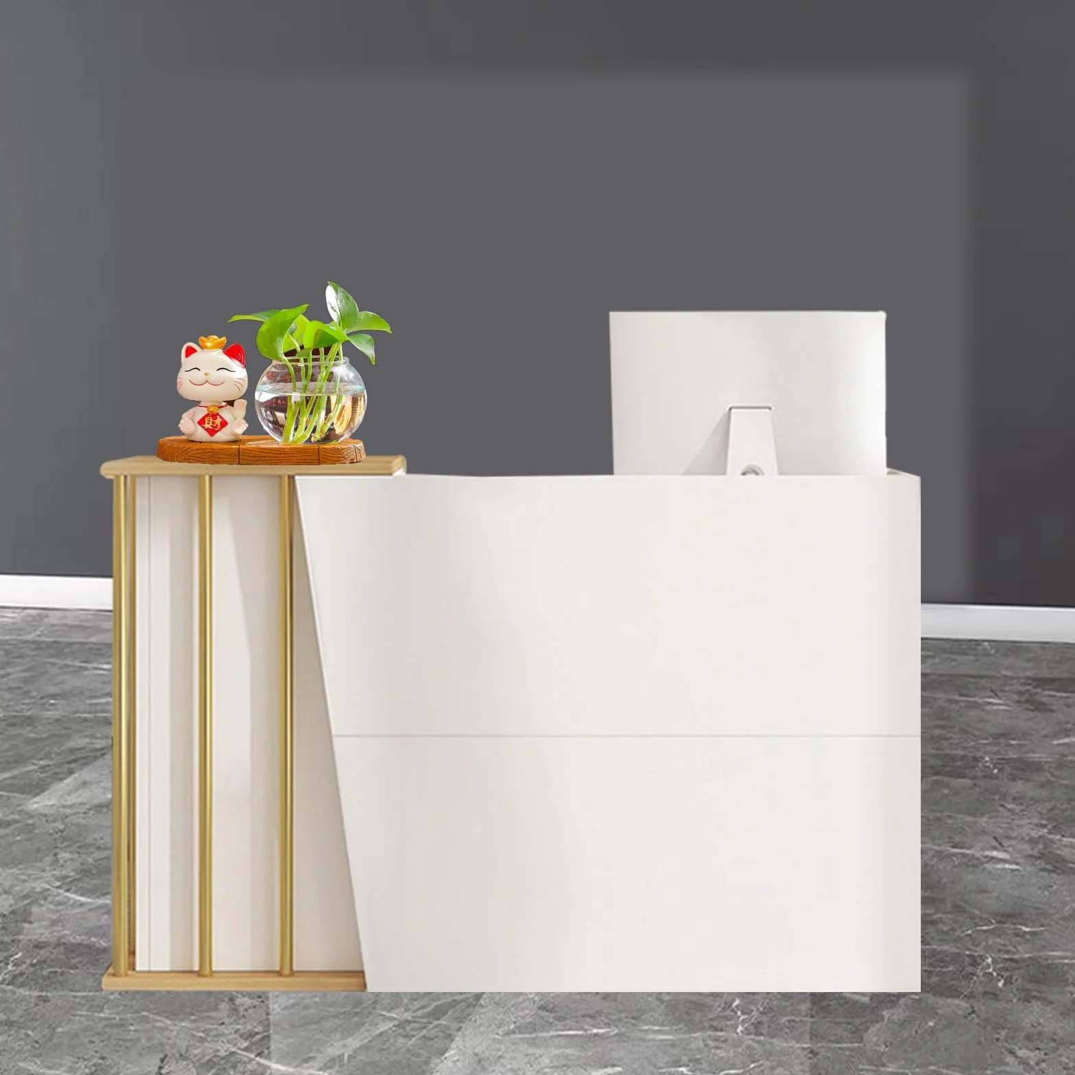 Bancone Reception per Centro Estetico – Banco Cassa Professionale con Cassetto, Desk Reception per Ufficio e Negozio, Ideale per Negozi di Abbigliamento, Pasticcerie B 100cm