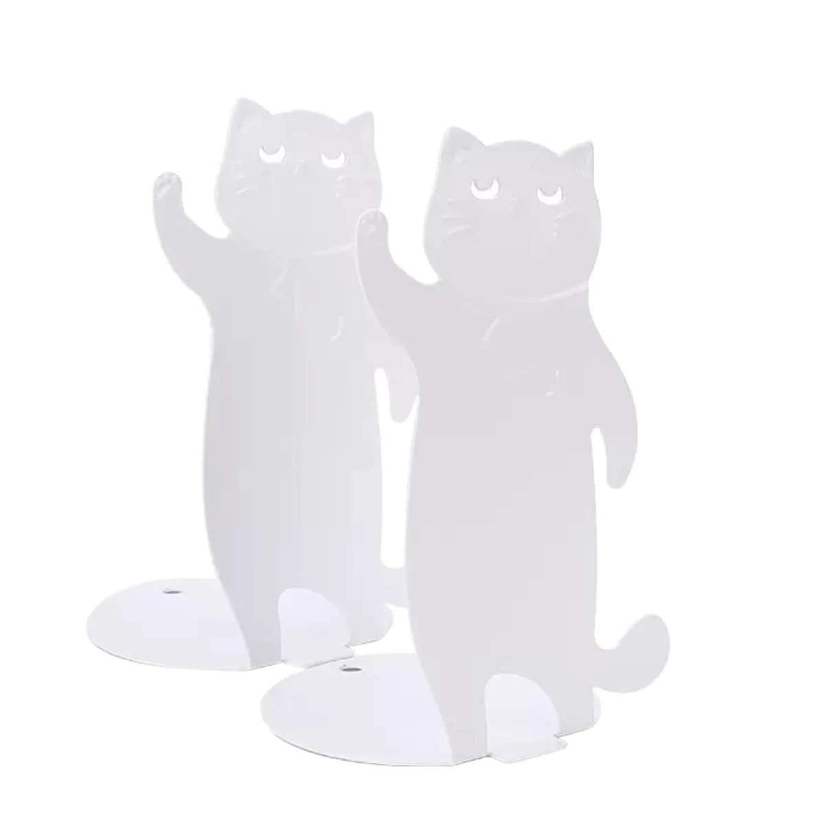 Reggi Libri, Fermalibri Simpatici Fermalibri A Forma Di Gatto In Metallo Per Scaffali Decorativi Resistenti Per La Casa Della Scuola Ufficio Casa Scrivania(White)
