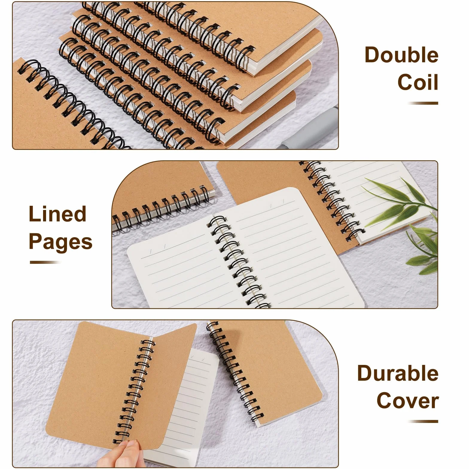 miikoul Quaderno a spirale formato A6, 7,6 x 12,7 cm, 60 fogli/120 pagine, copertina rigida a righe, per ufficio e rientro a scuola (120)