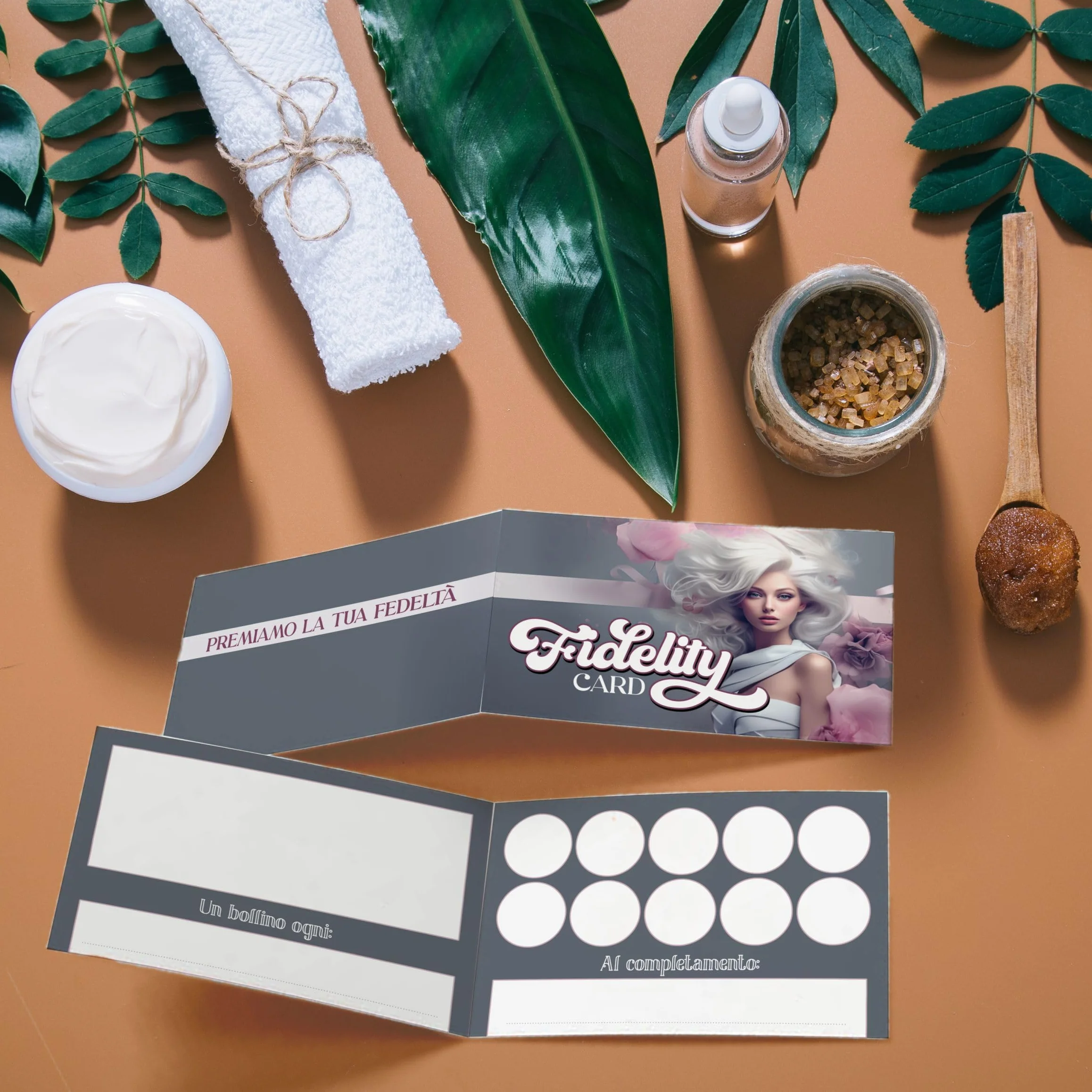 GHIBLI 50 Tessere Fedeltà + 500 Bollini a Colori Inclusi Fidelity Card per Parrucchieri e Centri Estetici