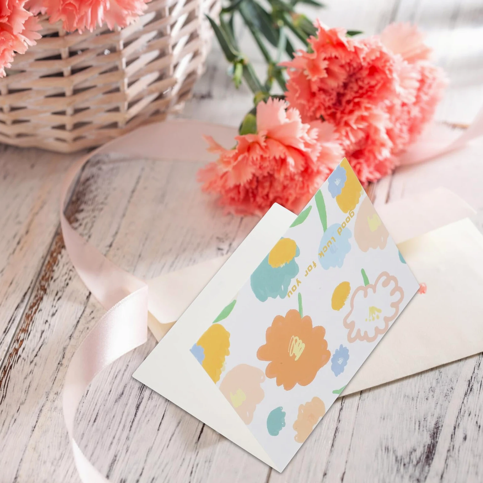 COHEALI 200 Pezzi Biglietti D’Auguri Floreali 50 Pezzi, Carte Decorative Pieghevoli per Festa e Compleanno, Biglietti Scrivibili in Carta Liscia per Inviti e Messaggi di Auguri
