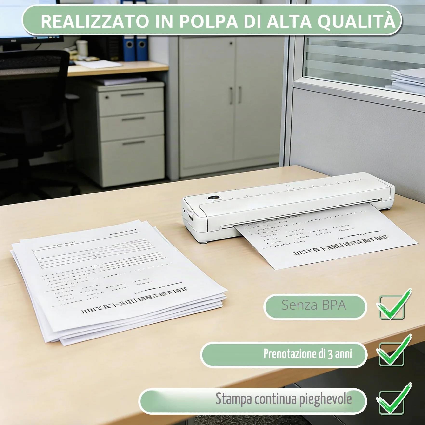 Carta Termica A4 Senza BPA 200 Fogli per Stampante Termica Pieghevole