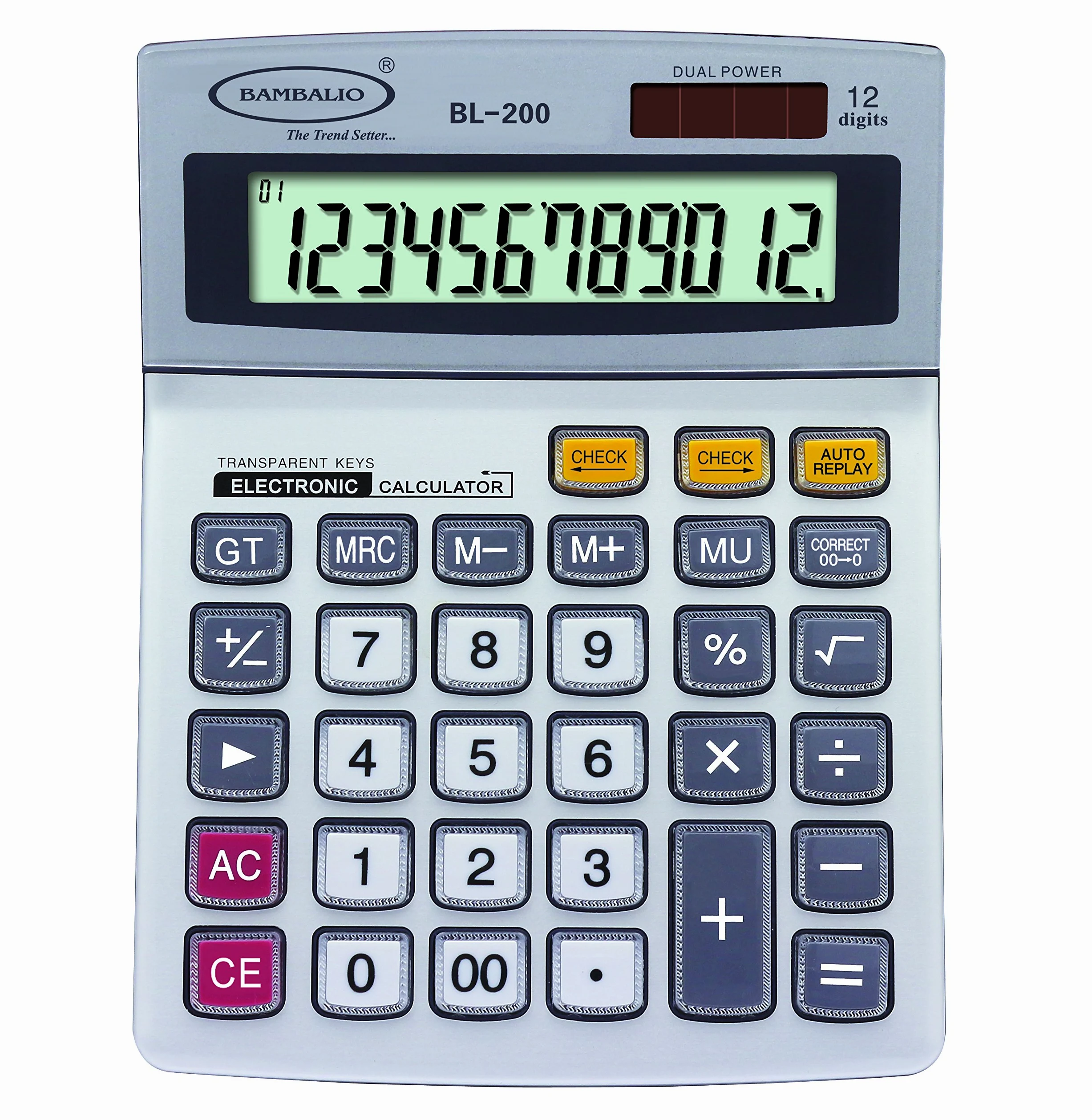 Bambalio Calcolatrice elettronica a 12 cifre BL-200 con grande display con 3 anni di garanzia.
