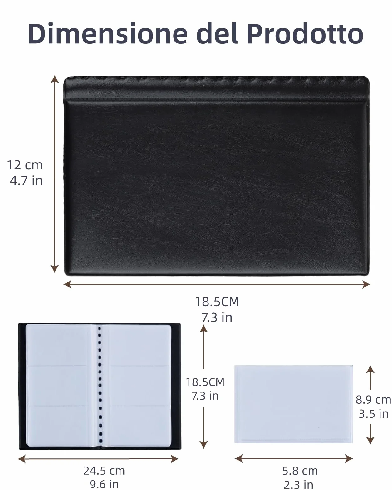 Zacro Porta Biglietti da Visita in PVC 240 Carte Portafoglio Porta Carte di Credito Nero