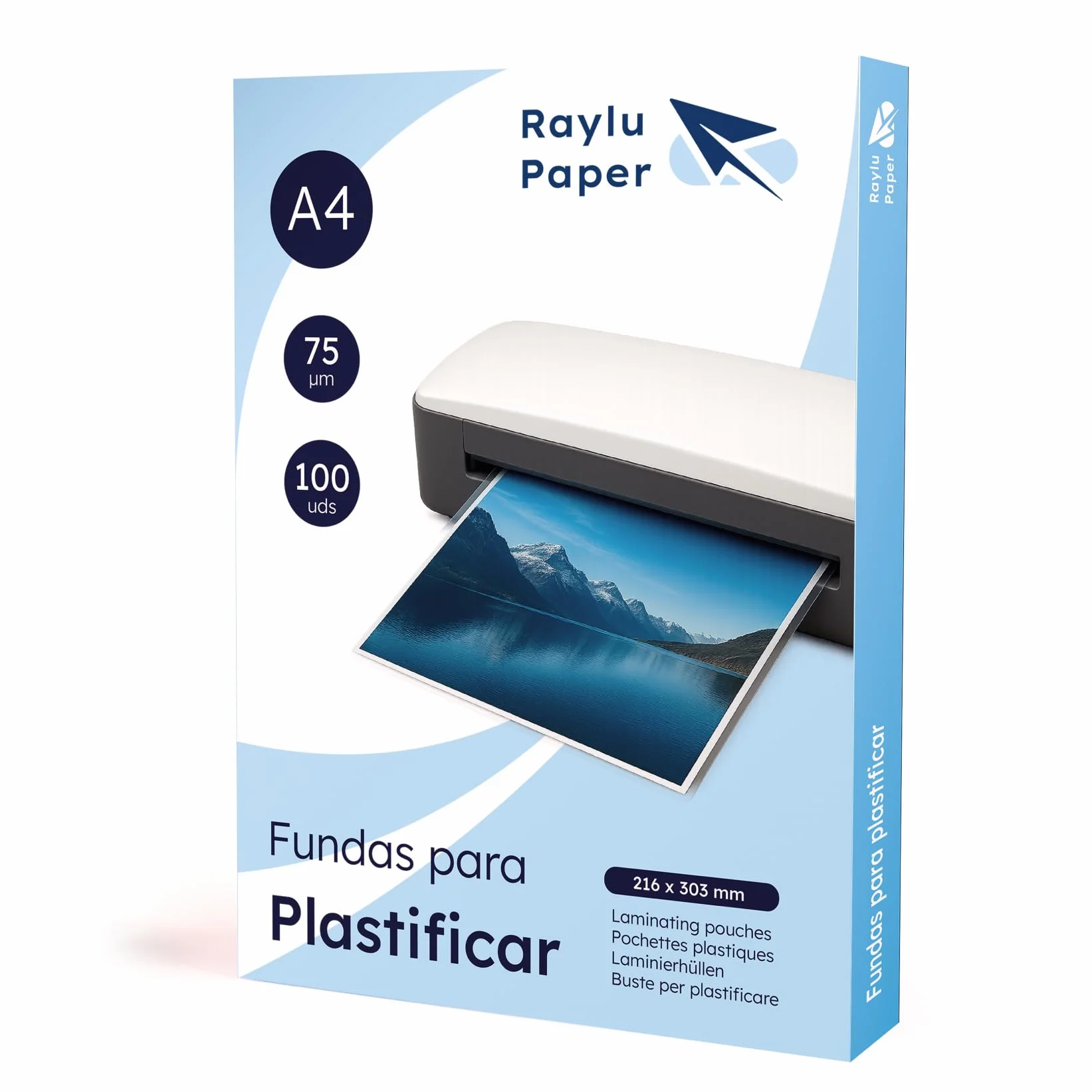 Raylu Paper® Buste per Plastificazione 100 pezzi trasparenti lucide A4 75 micron fogli termici per plastificatrice