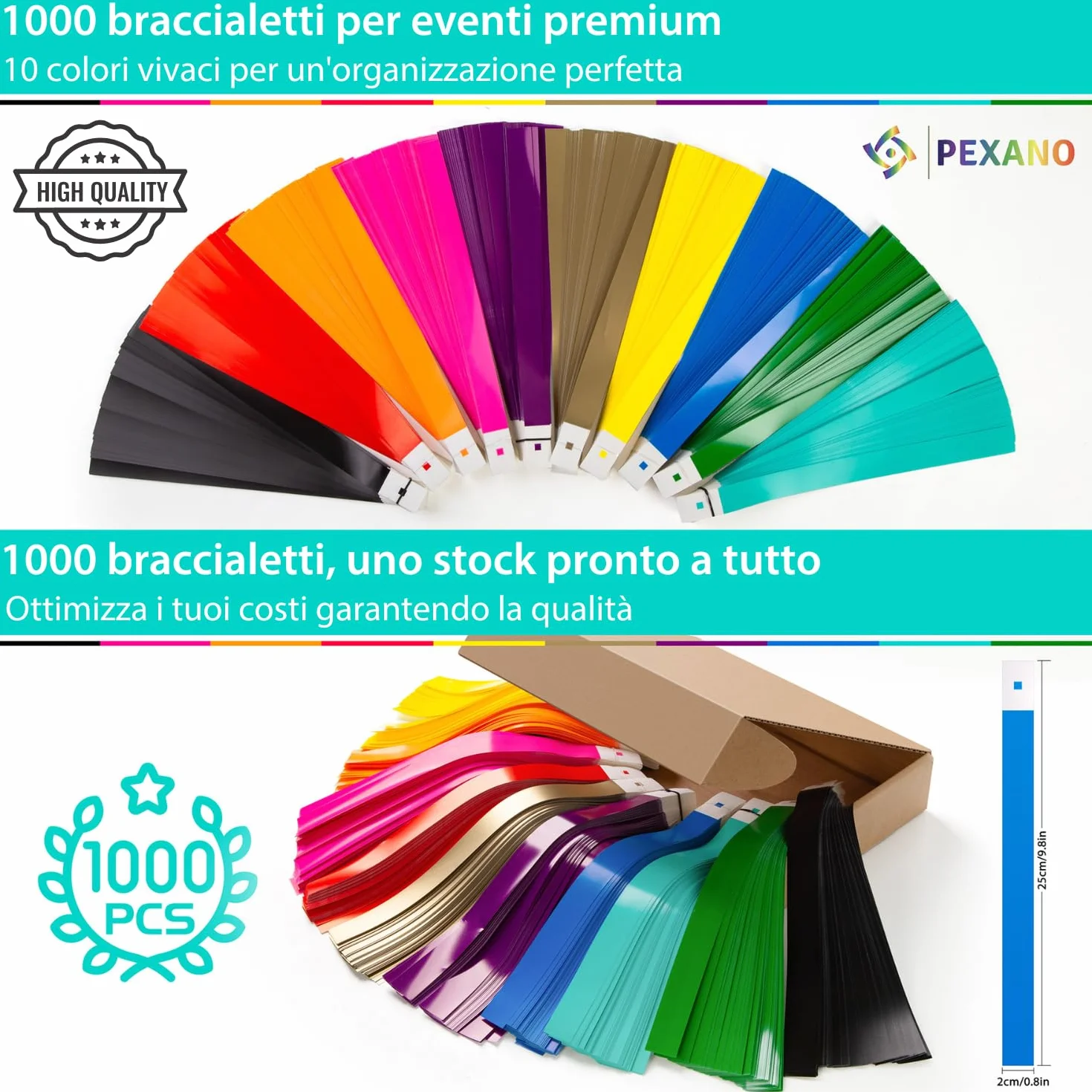 Braccialetti Carta Eventi 1000 Pezzi Colorati per Feste Discoteca Concerto - Braccialetti Identificativi Bambini