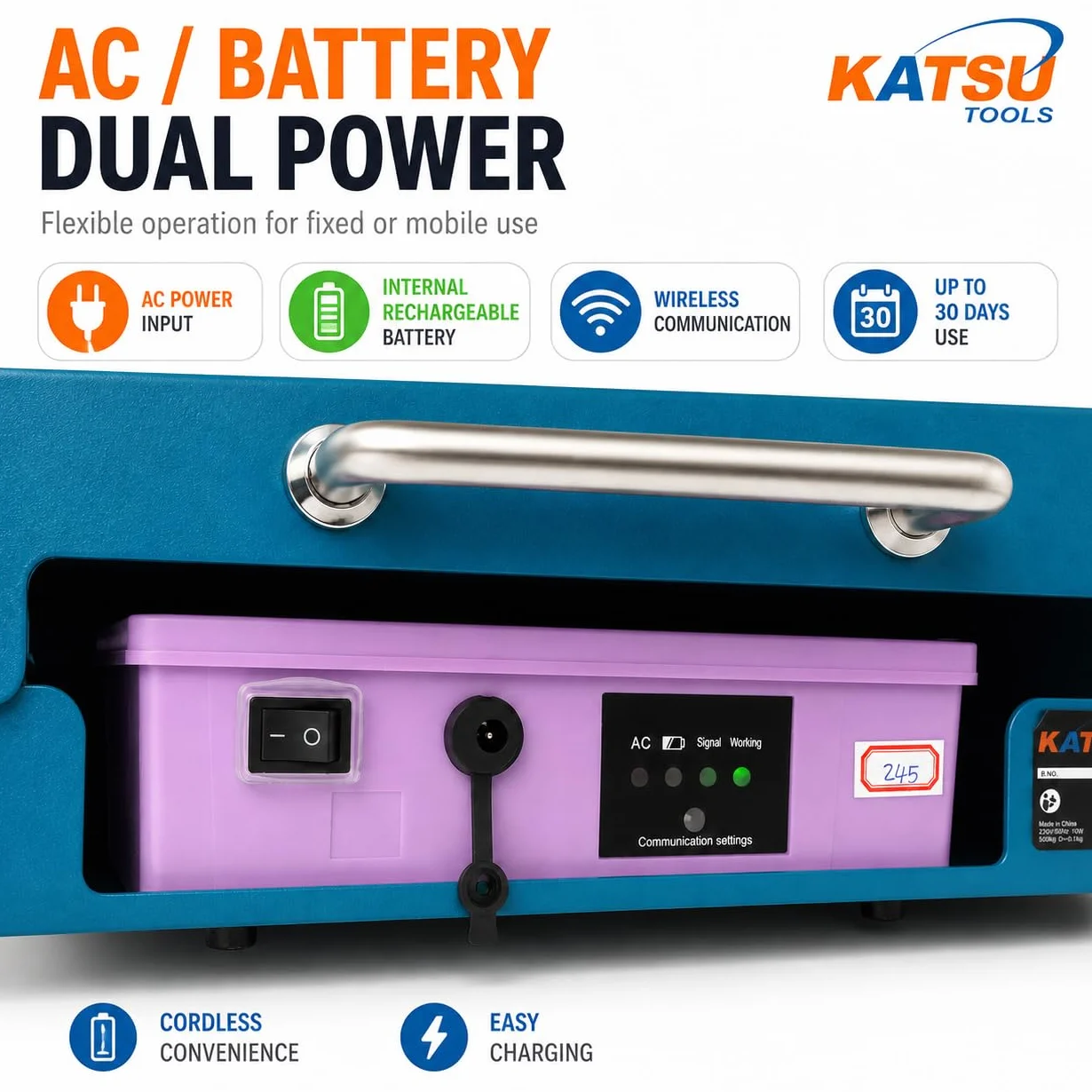 KATSU Bilancia a Piattaforma Industriale 100kg /10g Elettronica Ricaricabile Display LED 32x42cm Acciaio Antiruggine