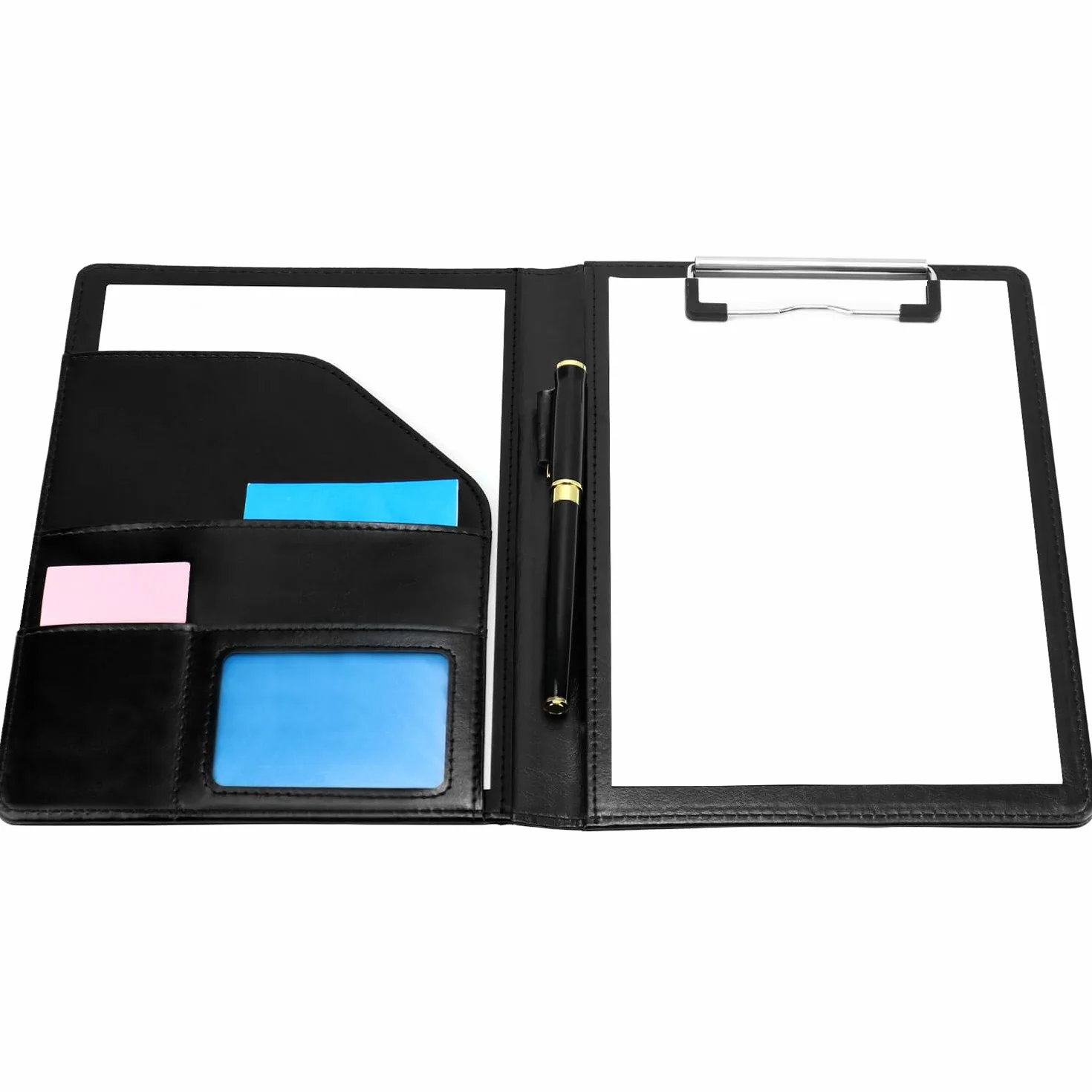QWORK Portablocco A5 con Copertina, Cartella Porta Documenti Nero