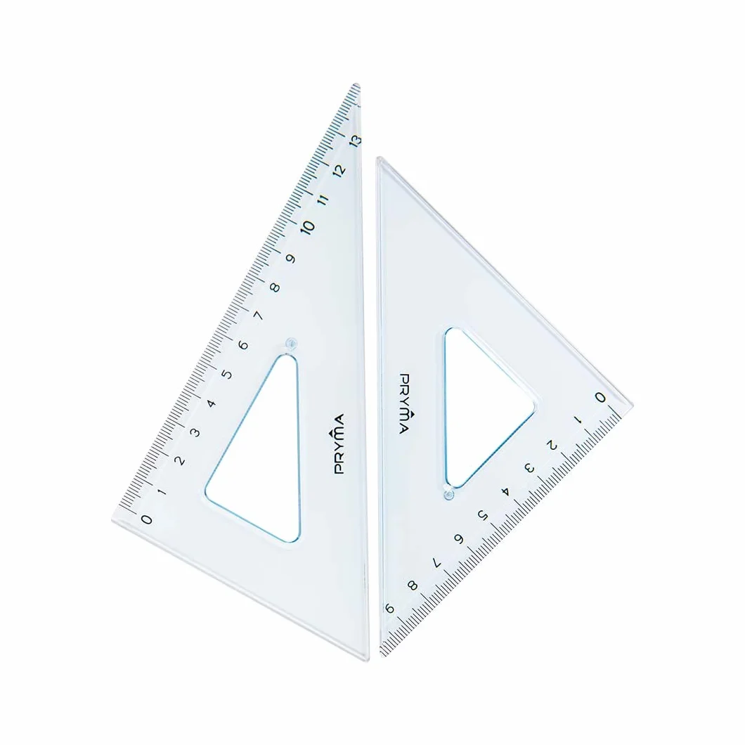 Pryma Set di 2 Squadre Trasparenti 45° 60° per Disegno Tecnico