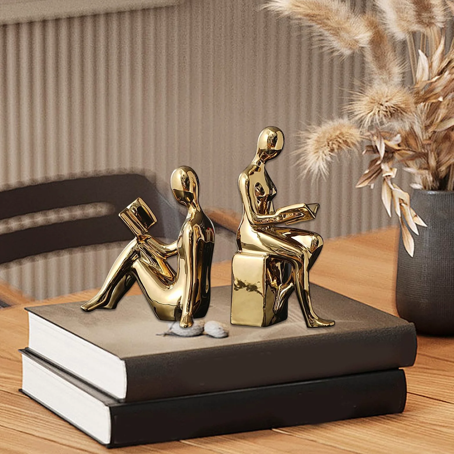 Fermalibri per ripiani Originali, fermalibri Fermalibri Originali, fermalibri con statuette astratte, fermalibri robusti, fermalibri antiscivolo in ceramica, fermalibri dal design