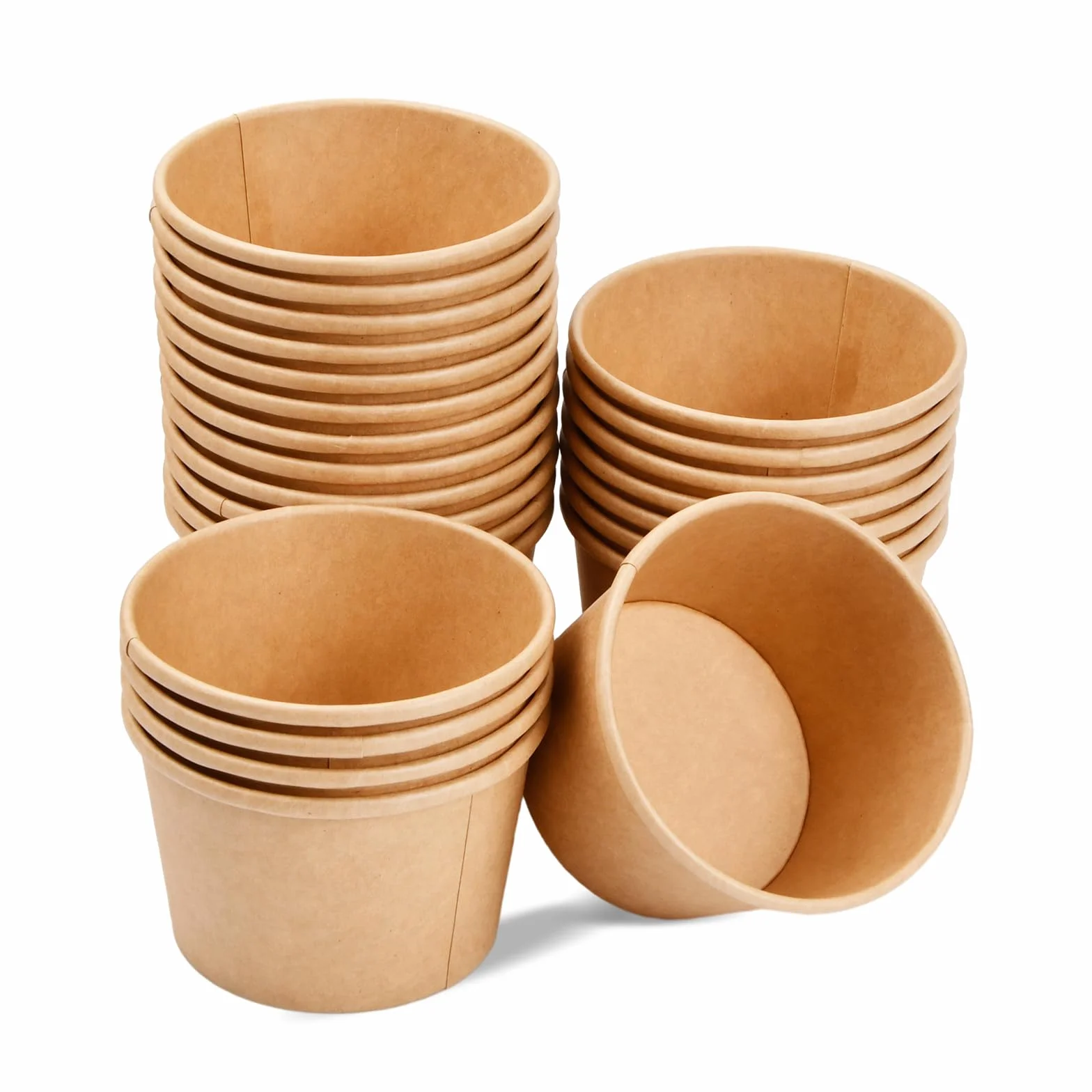 Ciotola di Carta Kraft per Zuppa da Asporto 230ml, 50 Pezzi Contenitore per Gelato Insalata Sandwich
