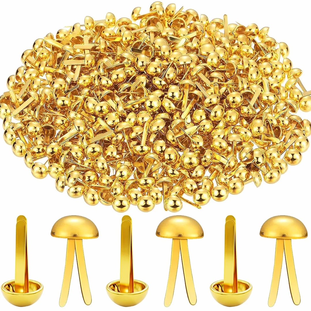 Fermacampioni Piccoli Metallo Dorato Clip a Doppio Piede a Testa Rotonda 300 Pezzi per Scrapbooking Fai da Te