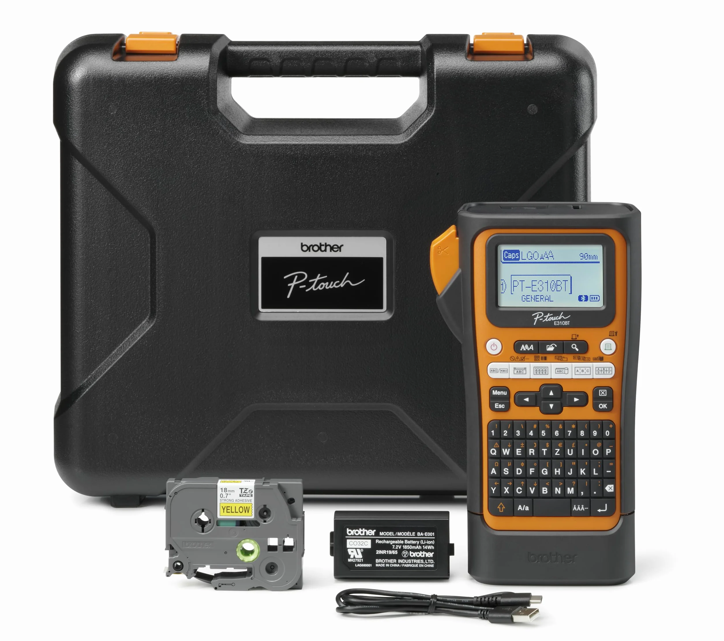 Brother P-Touch E310BTVP - Etichettatrice professionale per nastri TZE larghi 18 mm e tubi termoretraibili HSE larghi 11,2 mm, stampa a trasferimento termico