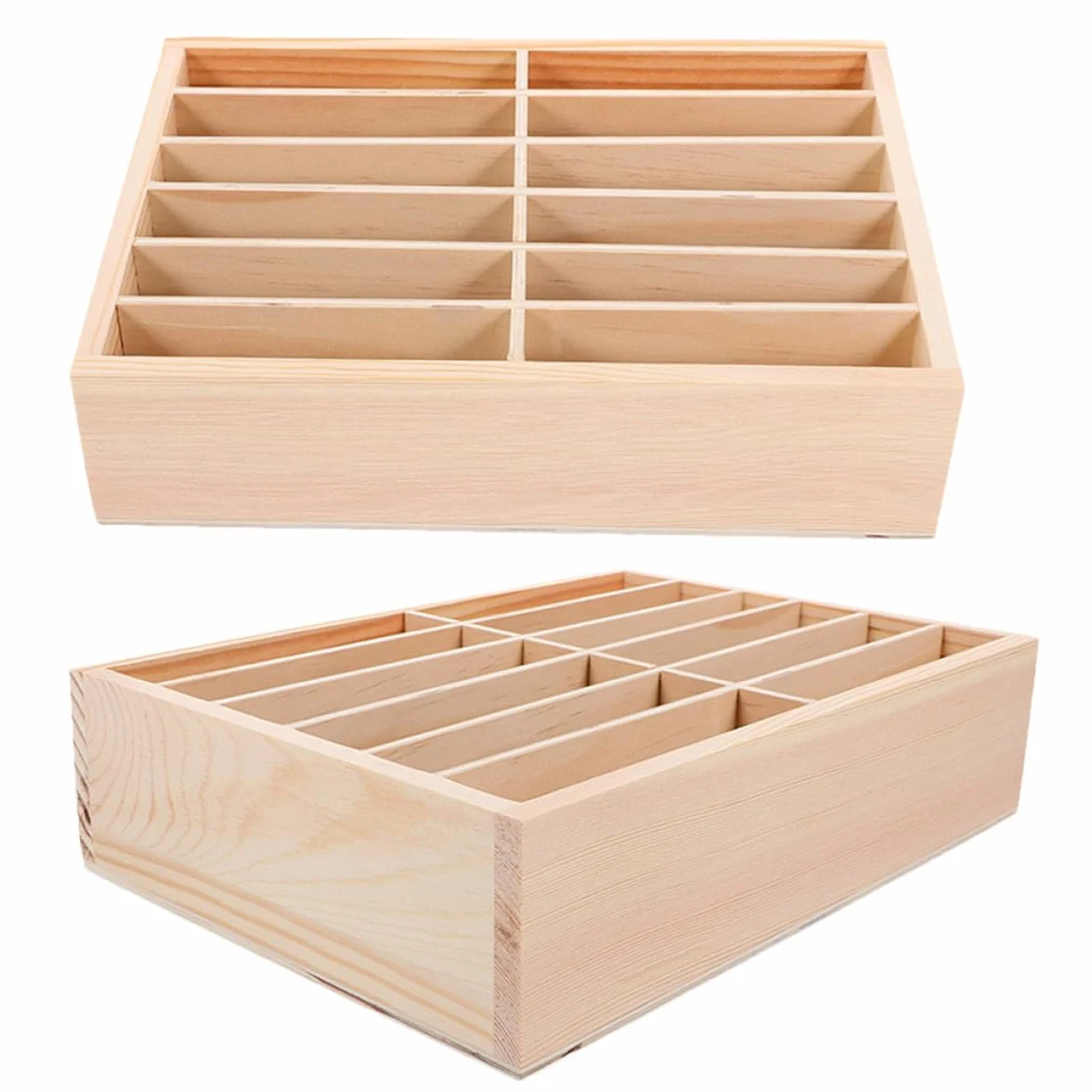 Beavorty Porta Cellulare in Legno 12 Scomparti, Organizer da 2 Pezzi per Ufficio e Riparazione Telefoni, Supporto per Cellulare da Scrivania