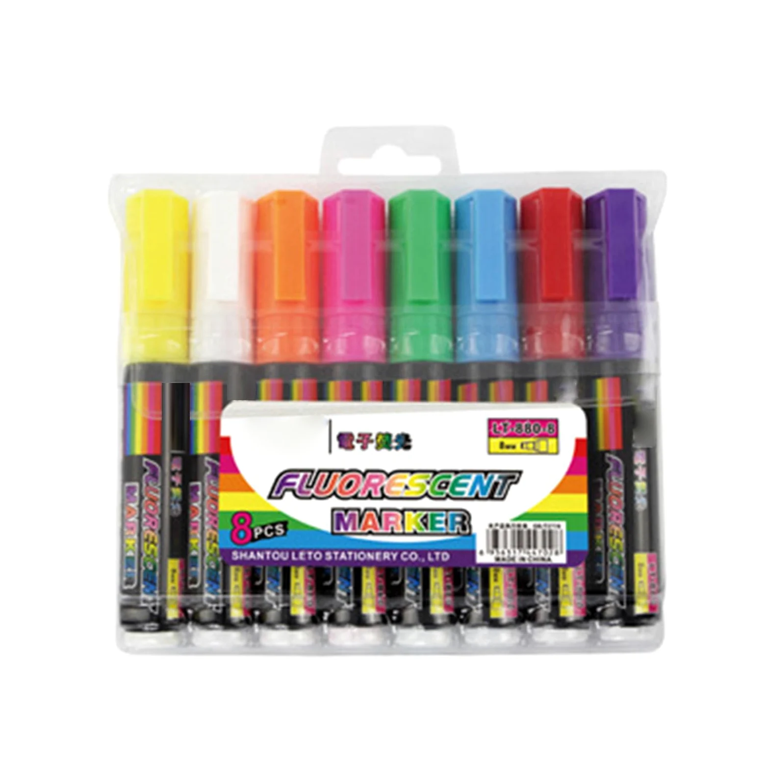 Set 8 pennarelli fluorescenti cancellabili a gesso solubile in acqua per scrivere disegni lavagna in vetro, set pennarelli cancellabili a LED in acrilico