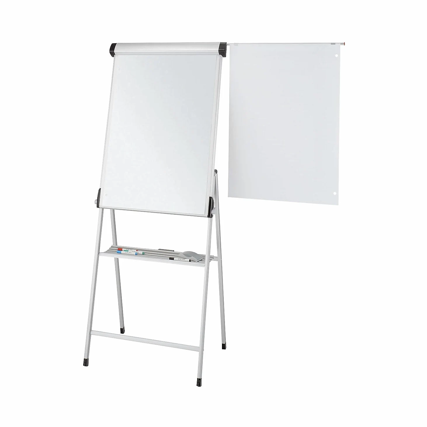 MAUL Lavagna flipchart MAULpro mobile argento regolabile | spostamento facile, ruote bloccabili, superficie magnetica, scrittura cancellabile, struttura stabile, accessori pronti