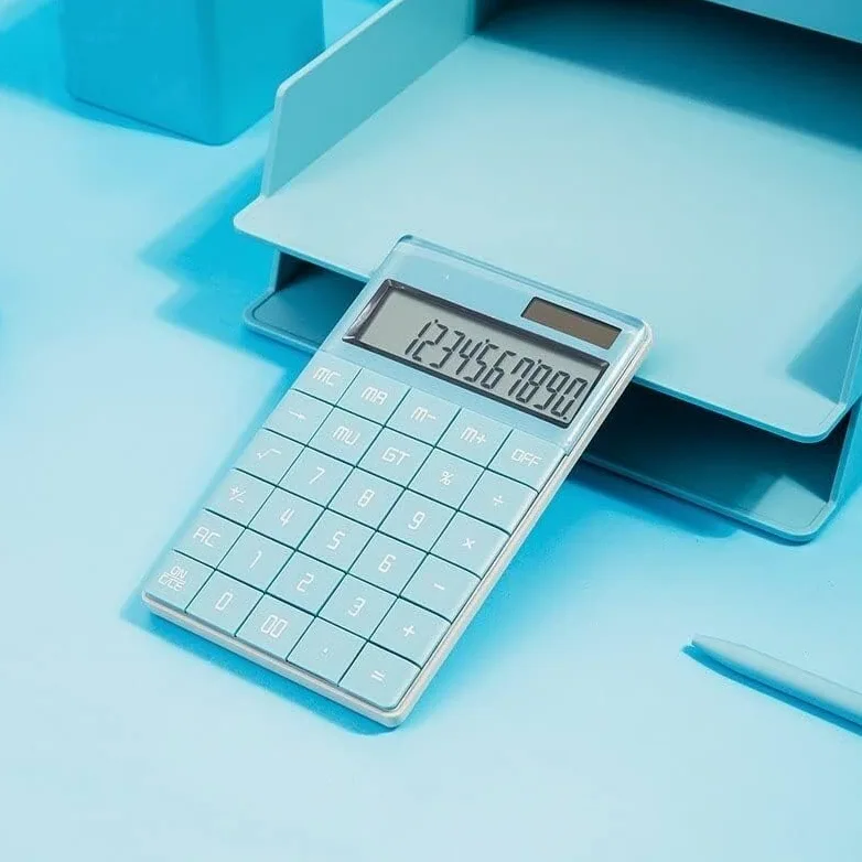 Calcolatrice da tavolo, calcolatrice Display a 12 cifre Calcolatrice for ufficio finanziario con pulsante grande Calcolatrice portatile for sistema a doppia alimentazione a grande schermo (Color : A,