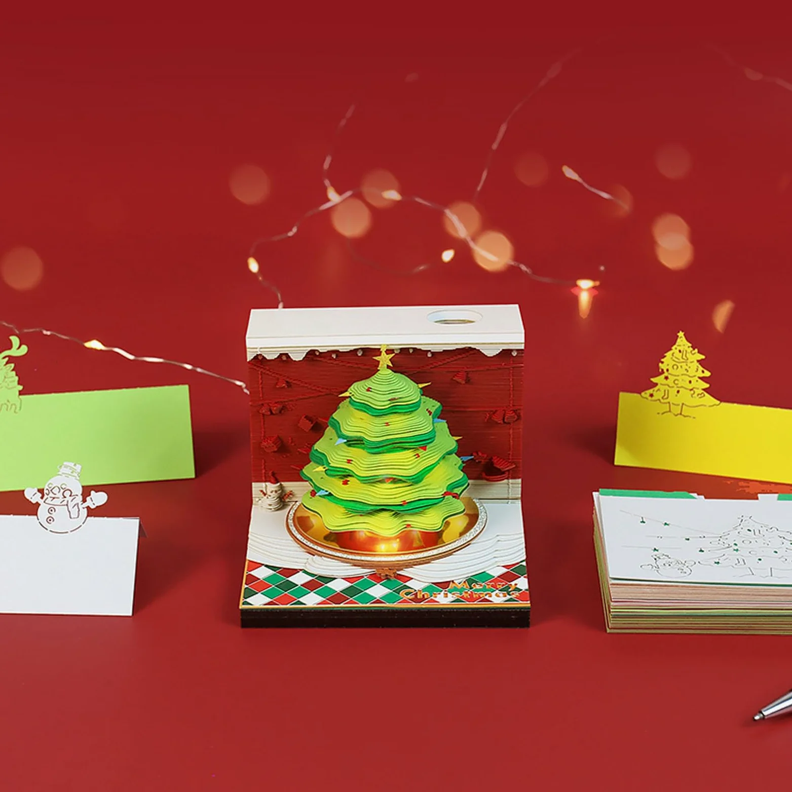 Albero di Natale 3D Memo Pad Innovativo Carving Art 3D Sticky Notes Carving Art Notepad