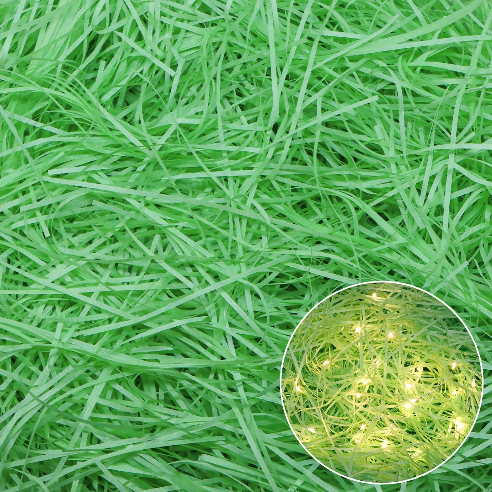 TUZELIYA 300 g di carta velina sminuzzata, carta sminuzzata con luce a led per scatole regalo, erba per cesti pasquali, ideale per riempire cesti e riempitivi sminuzzati per Pasqua, forniture per