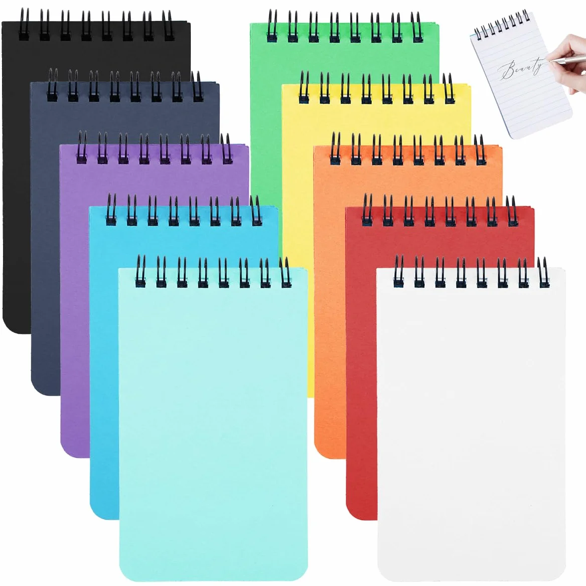 Taccuino A7 50 Fogli 10 Colori Blocco Note Spirale Foderato Tascabile per Scuola Ufficio