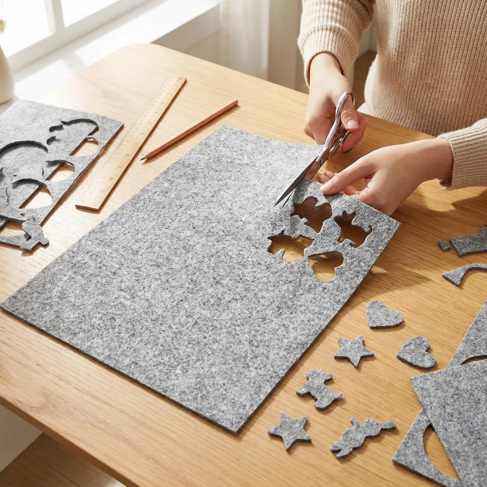 Feltro artigianale senza colla 5,0 mm grigio DIN A4 210 x 297 mm haggiy