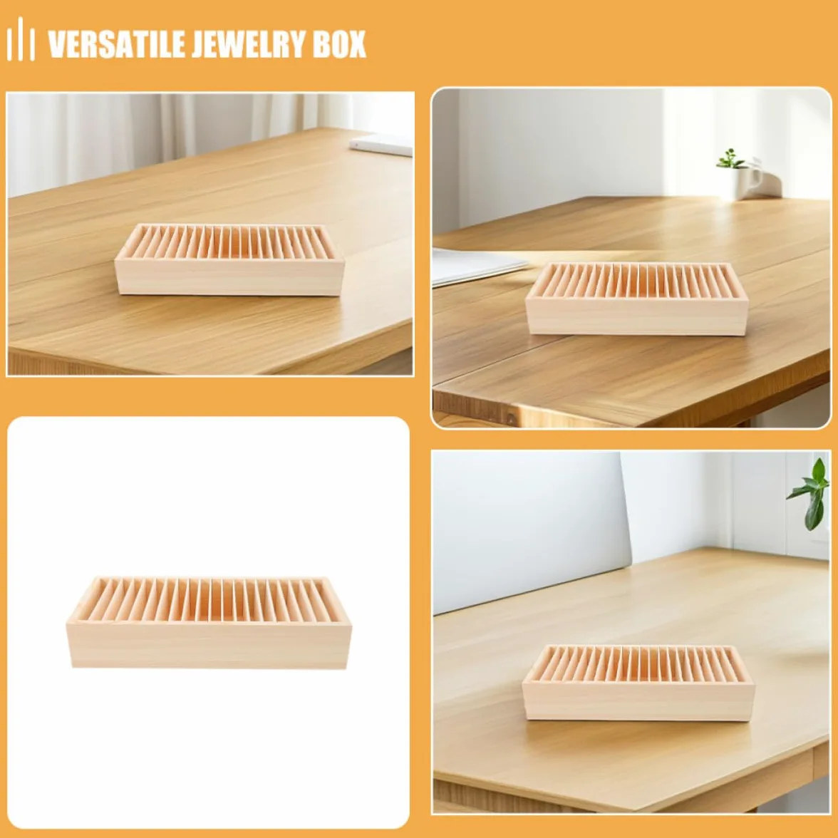 BESPORTBLE Scatola Porta Carte Organizer Versatile 2 Pezzi Design Multi-scomparto in Legno e Struttura Staccabile per Accessori e Biglietti da Visita , per Casa e Ufficio
